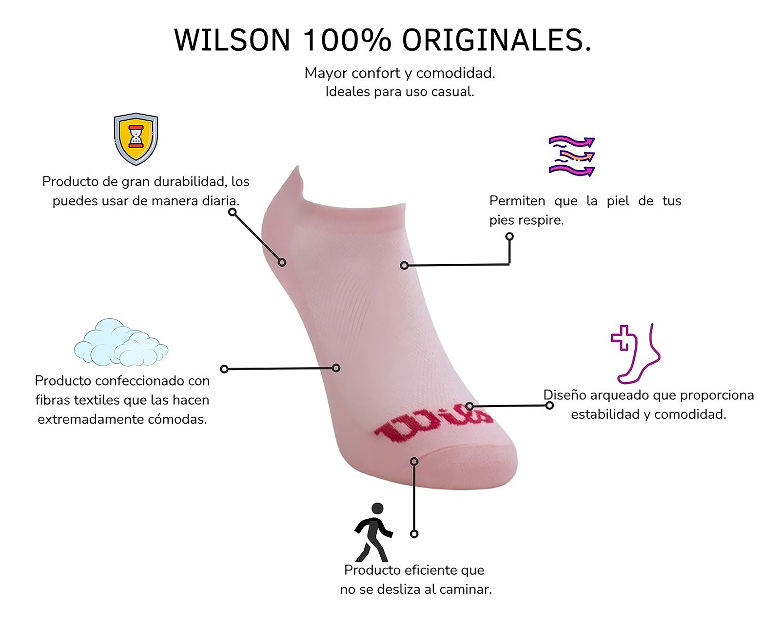 Foto 10 pulgar | Foto 9 | Calcetas Deportivas Wilson para Mujer 7 Pares