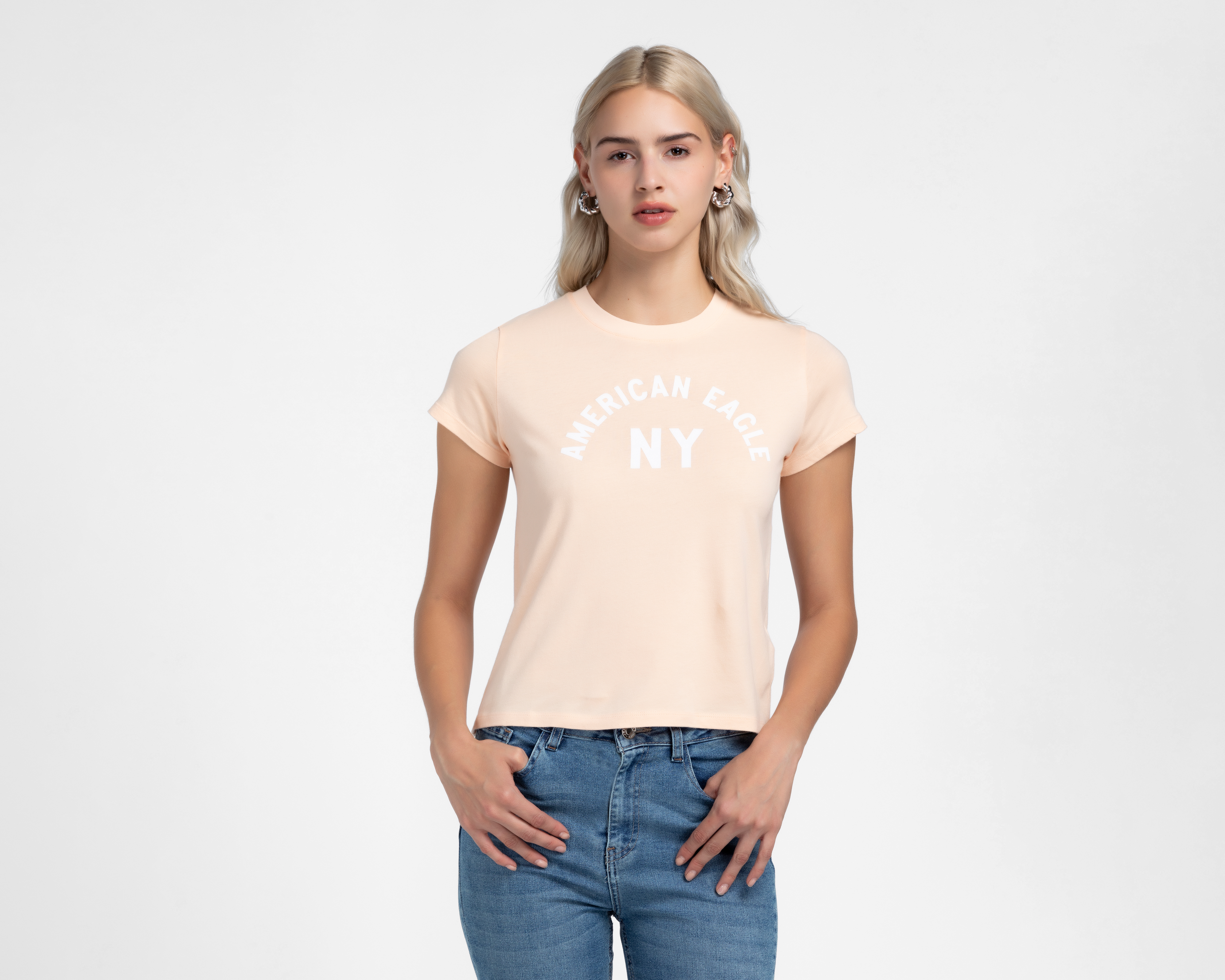 Foto 2 pulgar | Foto 1 | Playera Manga Corta American Eagle para Mujer