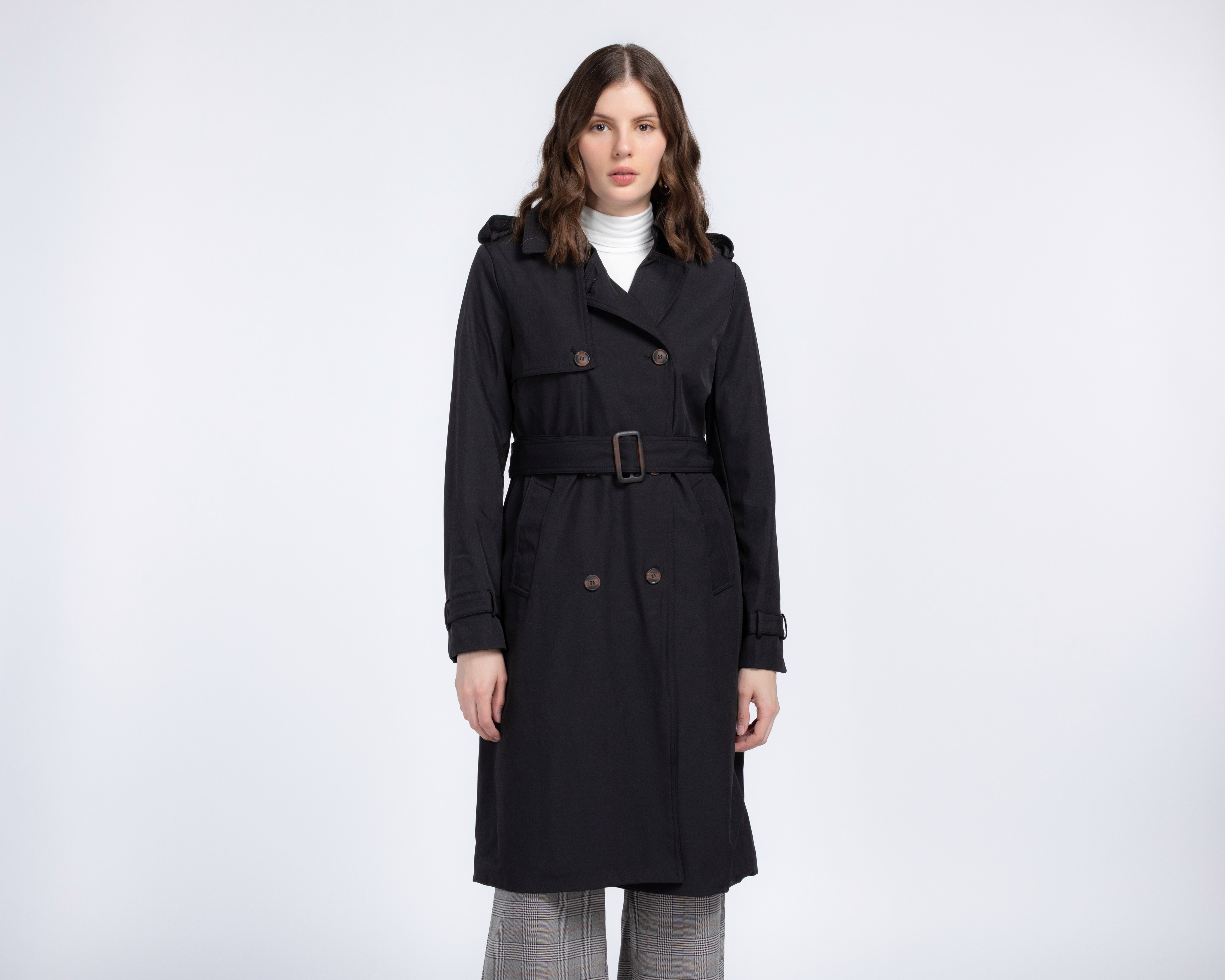 Gabardina Larga con Cinto Sahara para Mujer