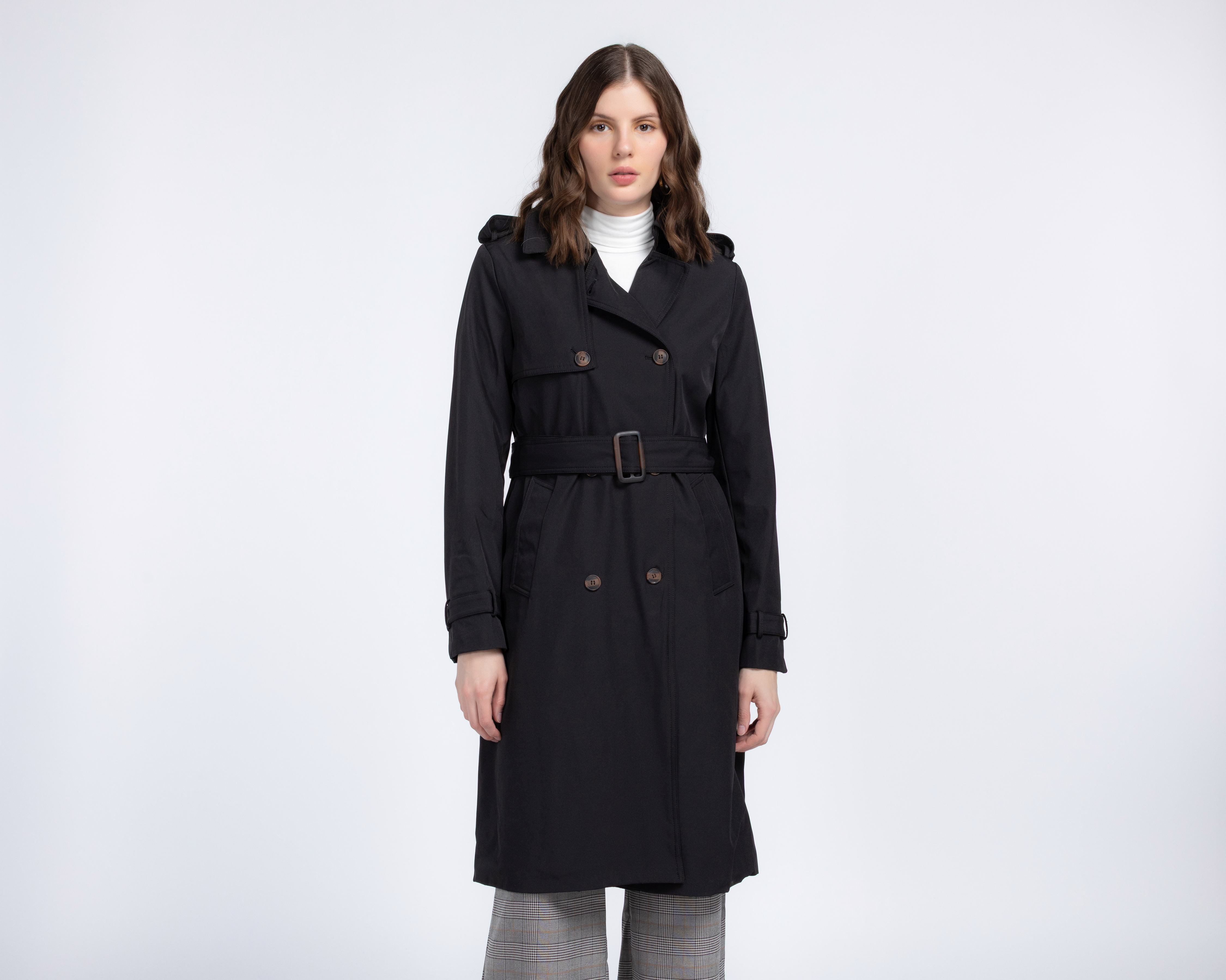 Gabardina Larga con Cinto Sahara para Mujer