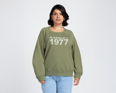 Foto 1 | Foto 1 | Sudadera American Eagle Verde Estampada