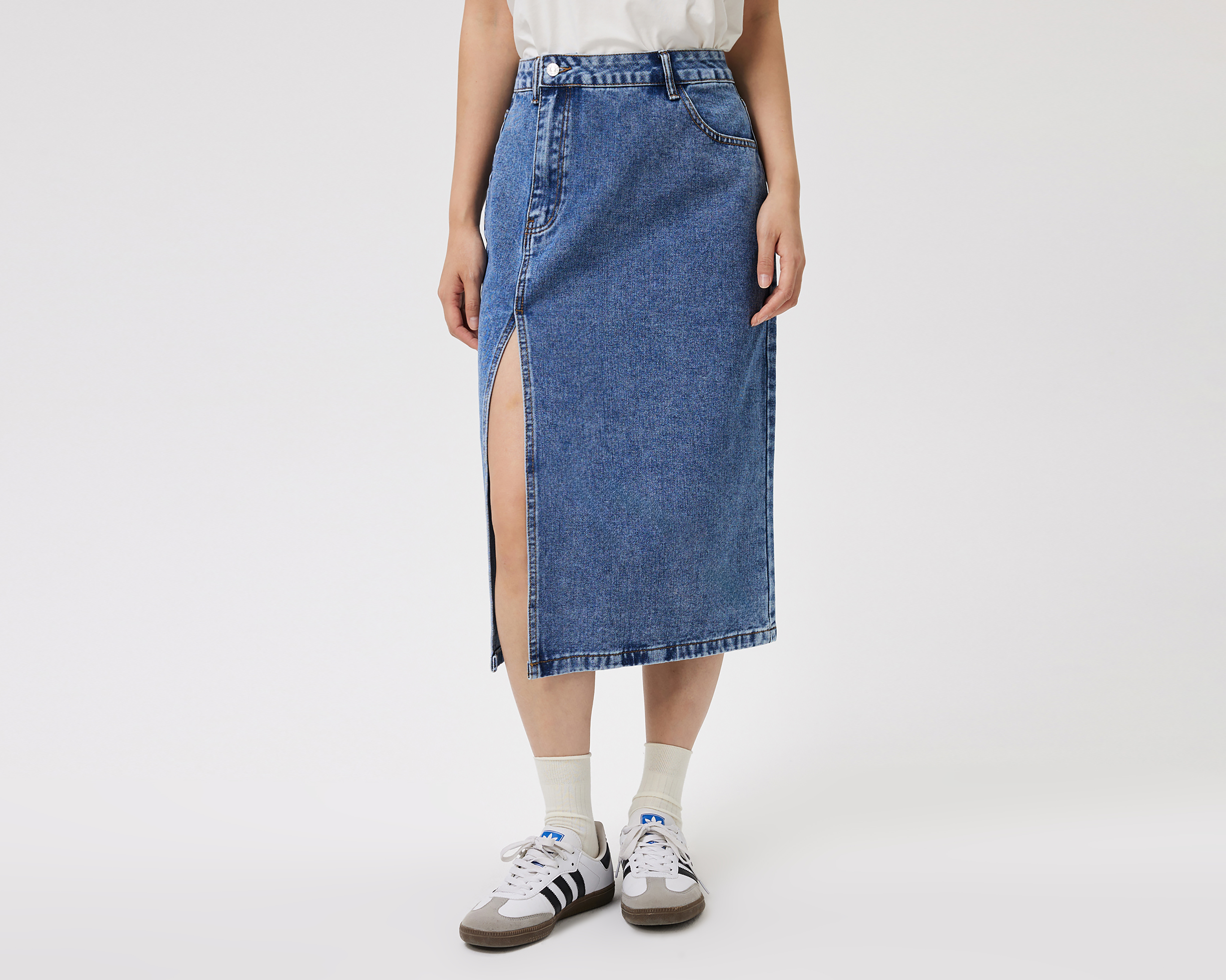 Foto 2 pulgar | Foto 1 | Falda Midi Savana con Abertura