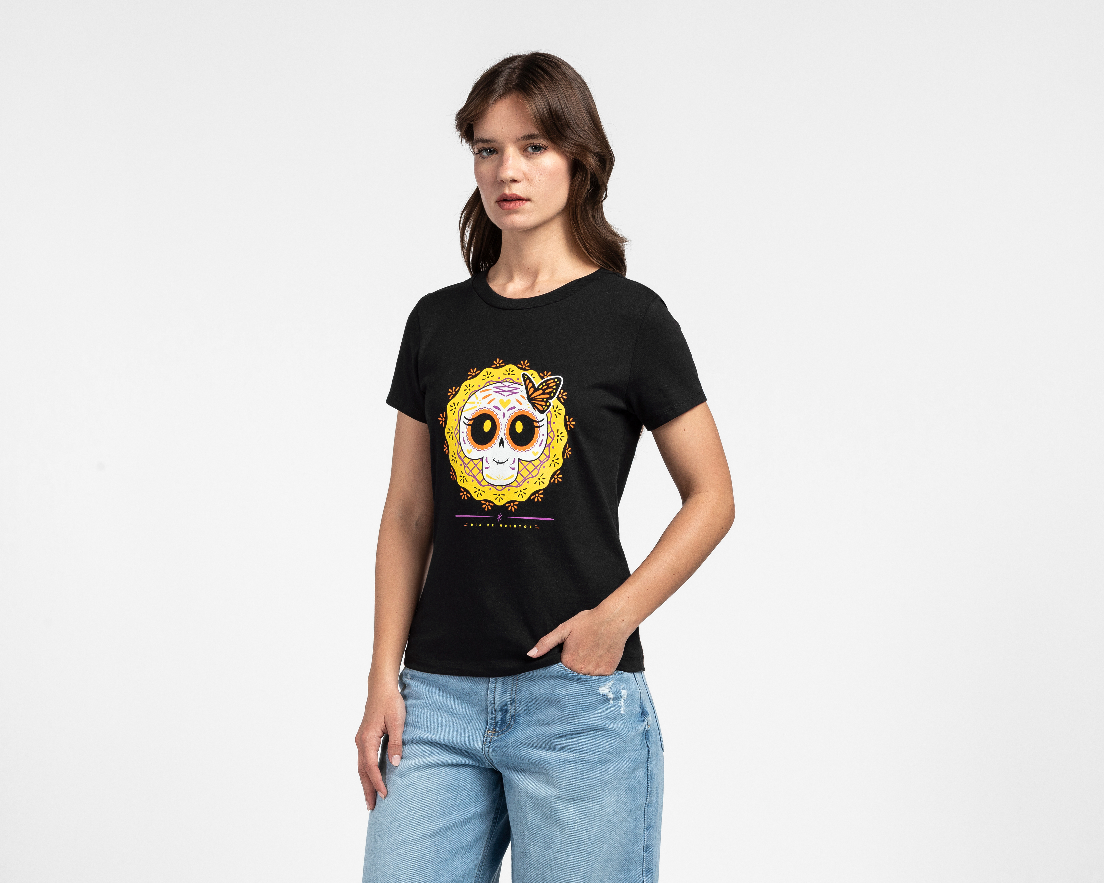 Foto 2 pulgar | Foto 1 | Playera Negra Refill para Mujer