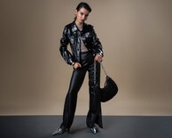 Chamarra Biker Charol Strona para Mujer