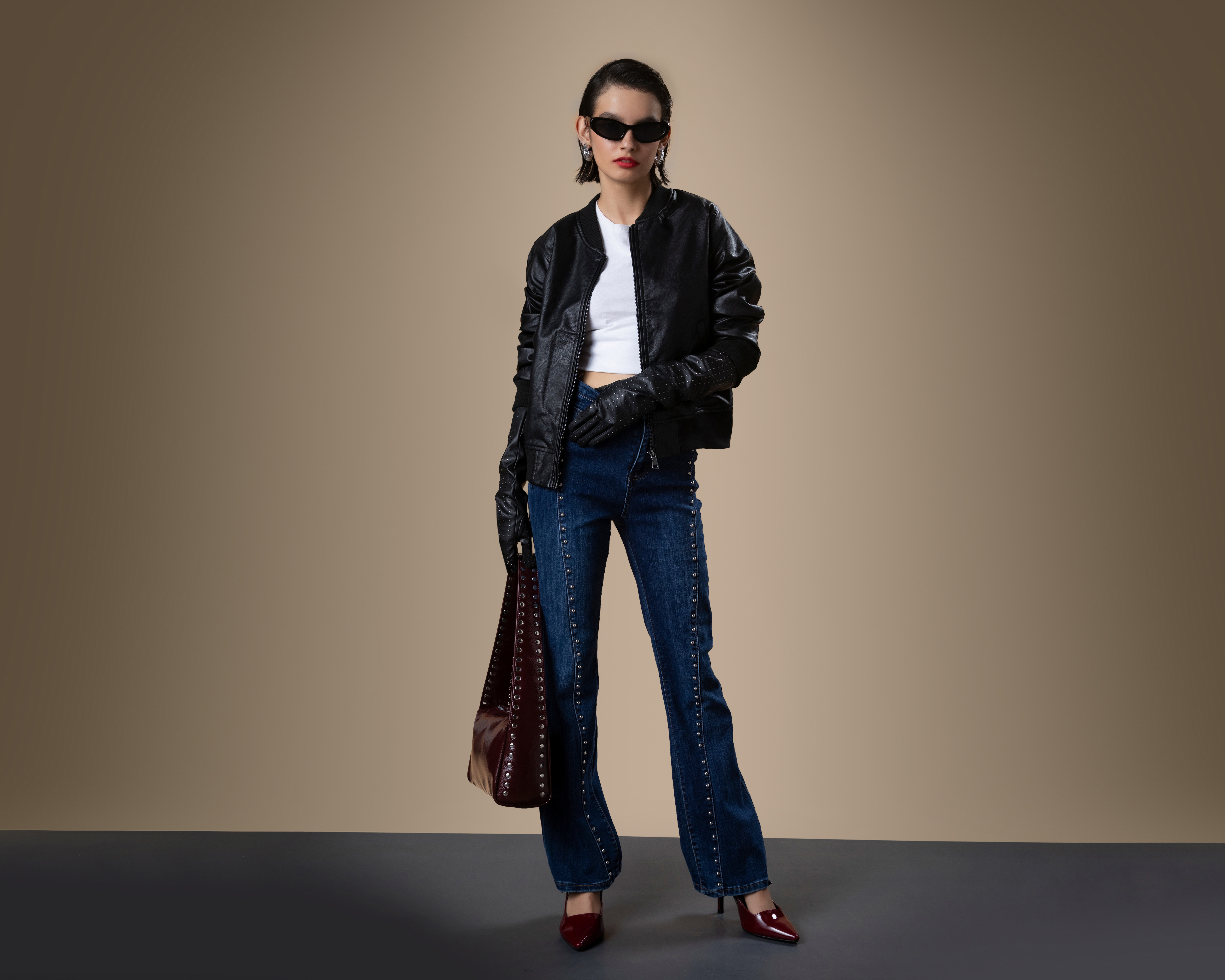 Chamarra Bomber Polipiel Rib Contraste Strona para Mujer