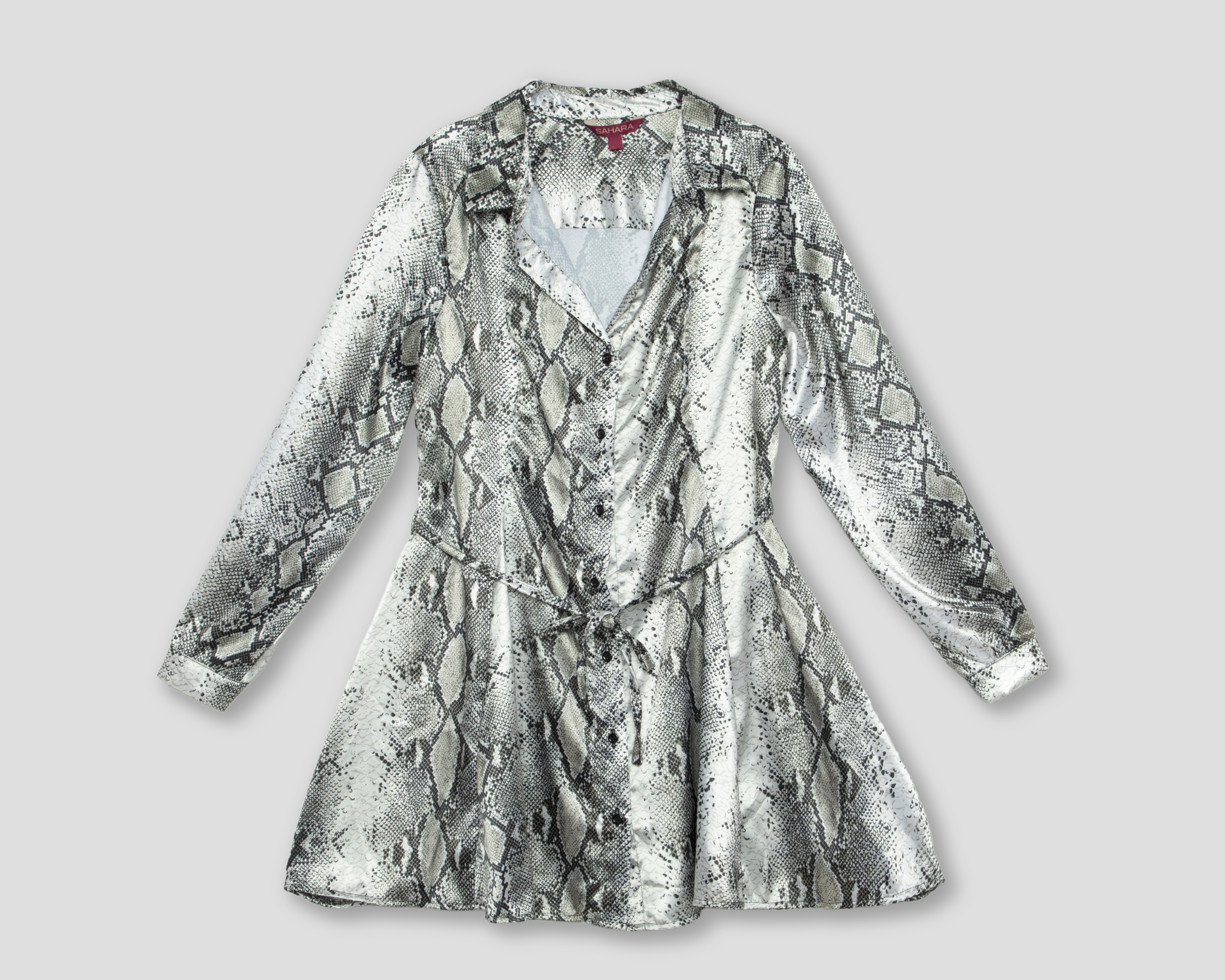 Vestido de Fiesta Sahara Manga Larga Animal Print con Botones para Mujer