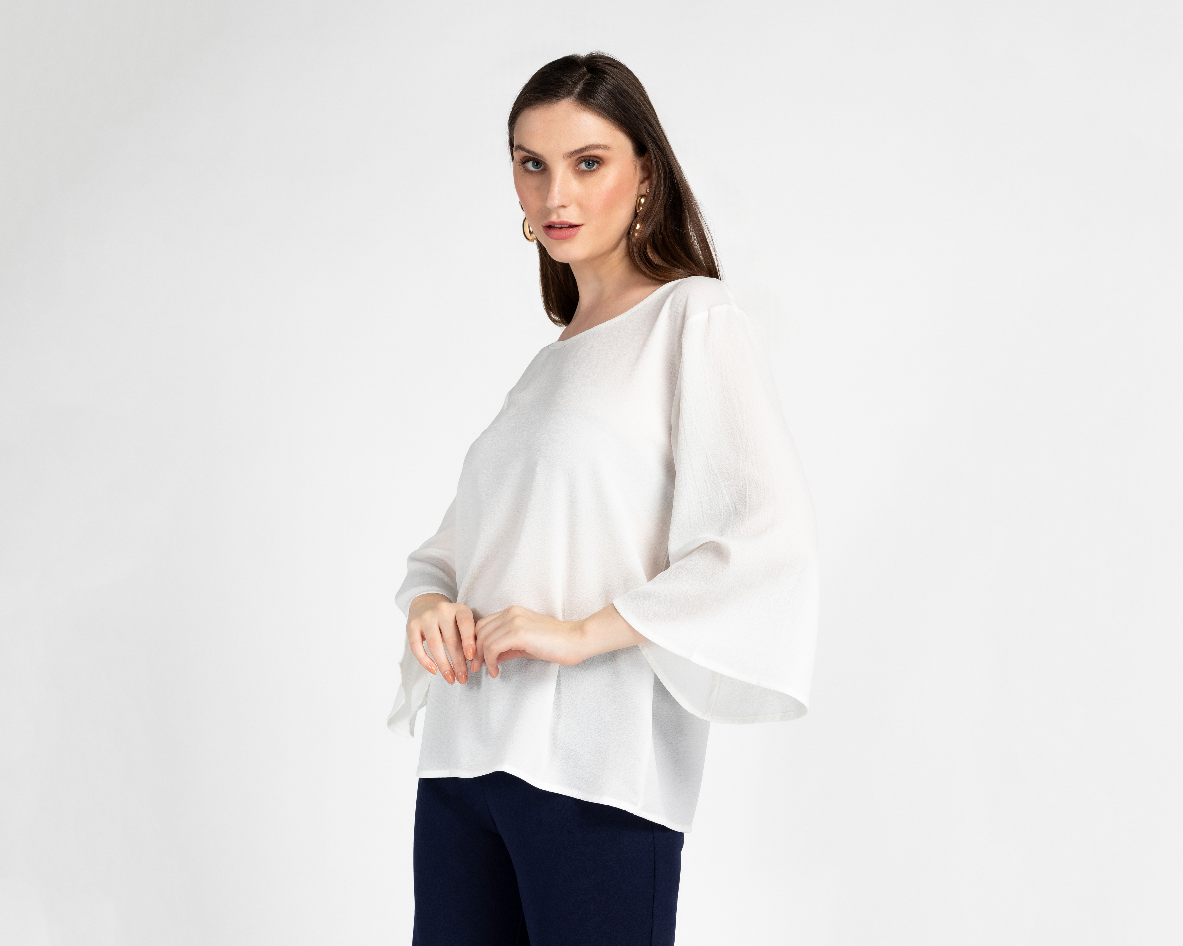 Blusa Ted Lapidus Manga Acampanada para Mujer