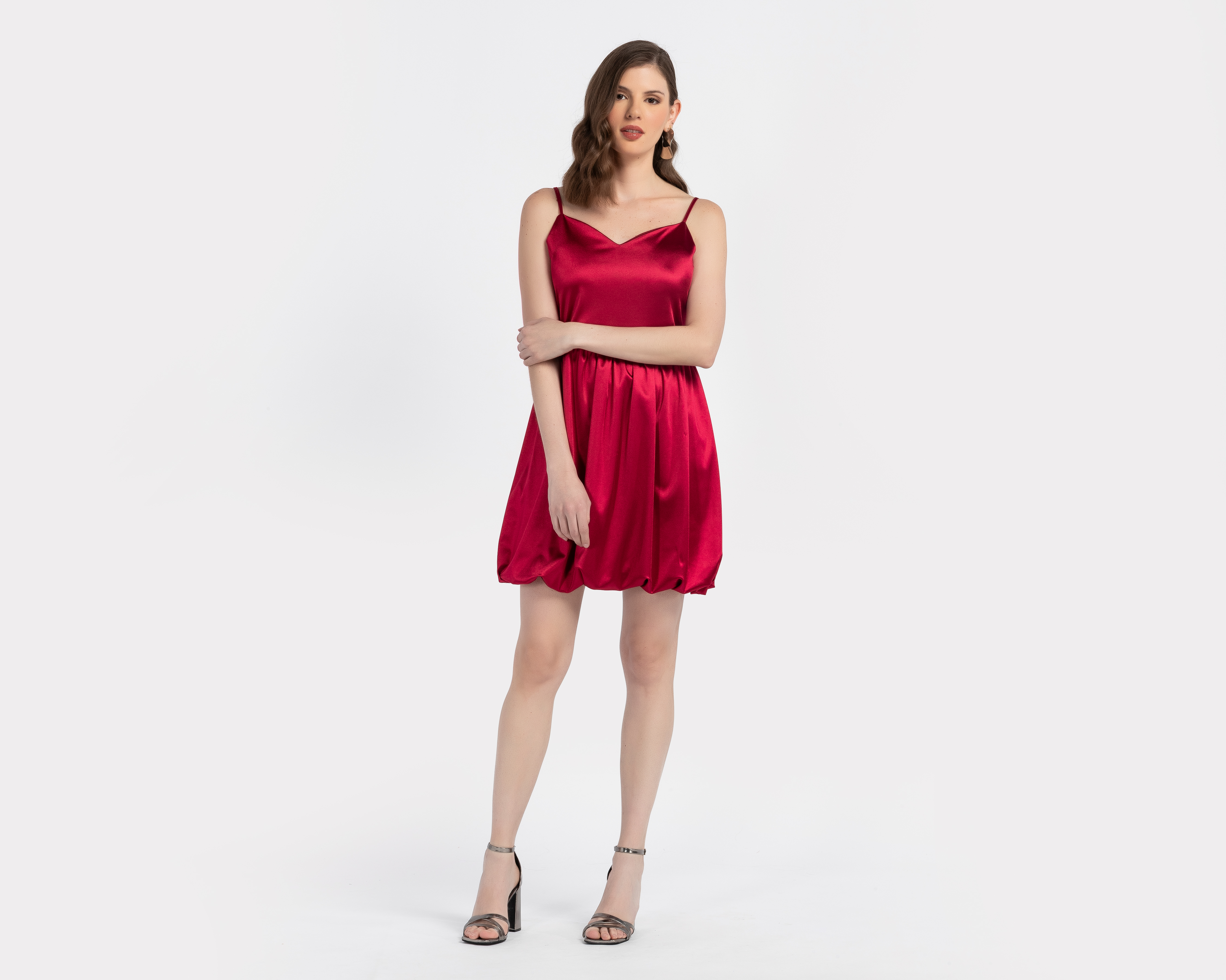 Vestido de Fiesta Sahara Rojo con Tirantes para Mujer