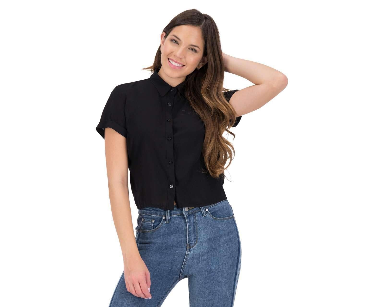 Blusa Negra Manga Corta marca 18 Forever para Mujer