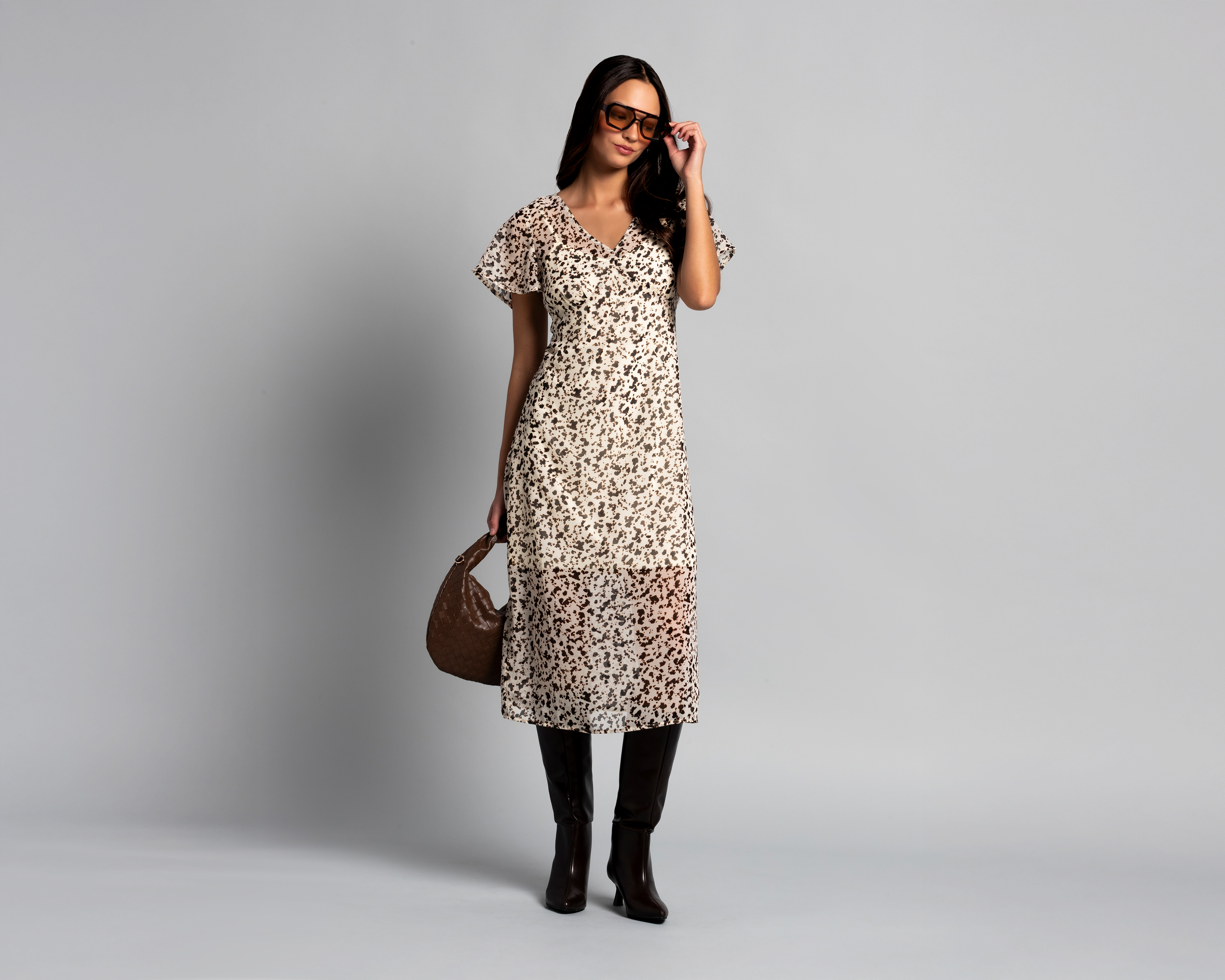 Foto 2 pulgar | Foto 1 | Vestido Casual Strona de Gasa Estampado para Mujer