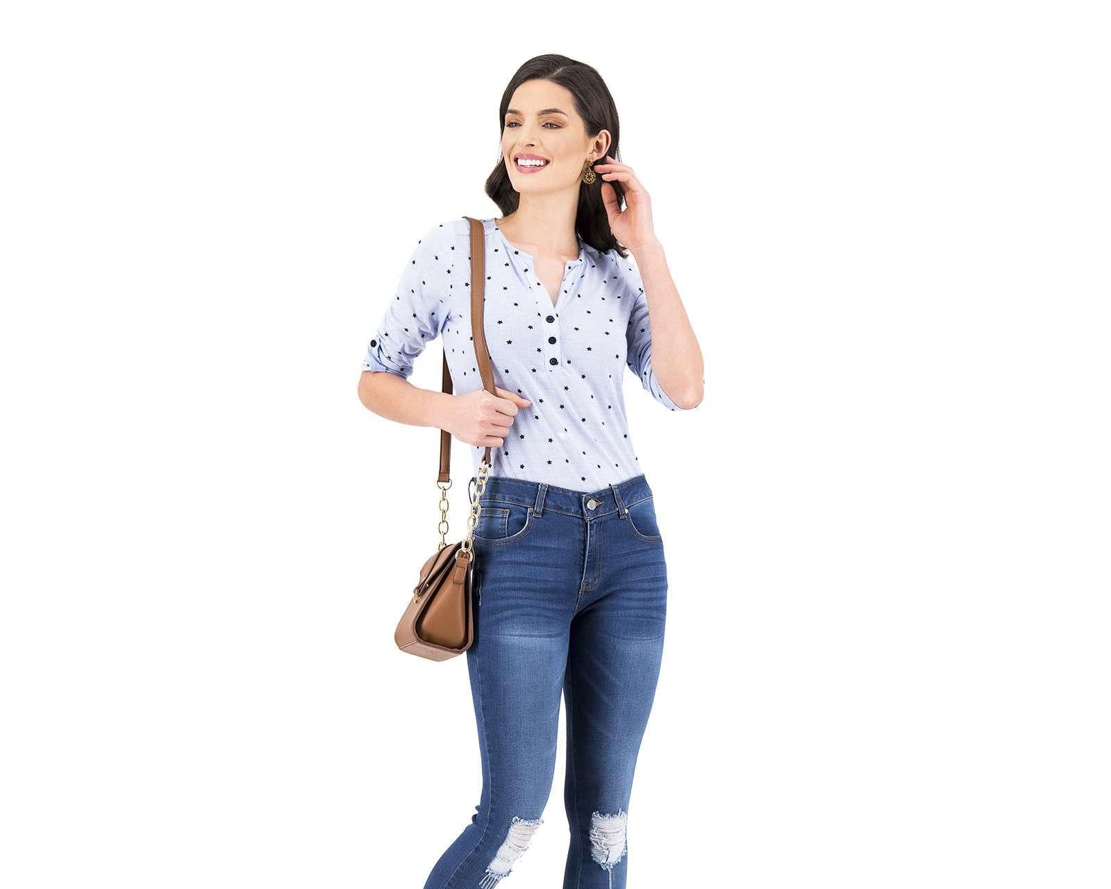 Blusa Up & Down Azul Estampada