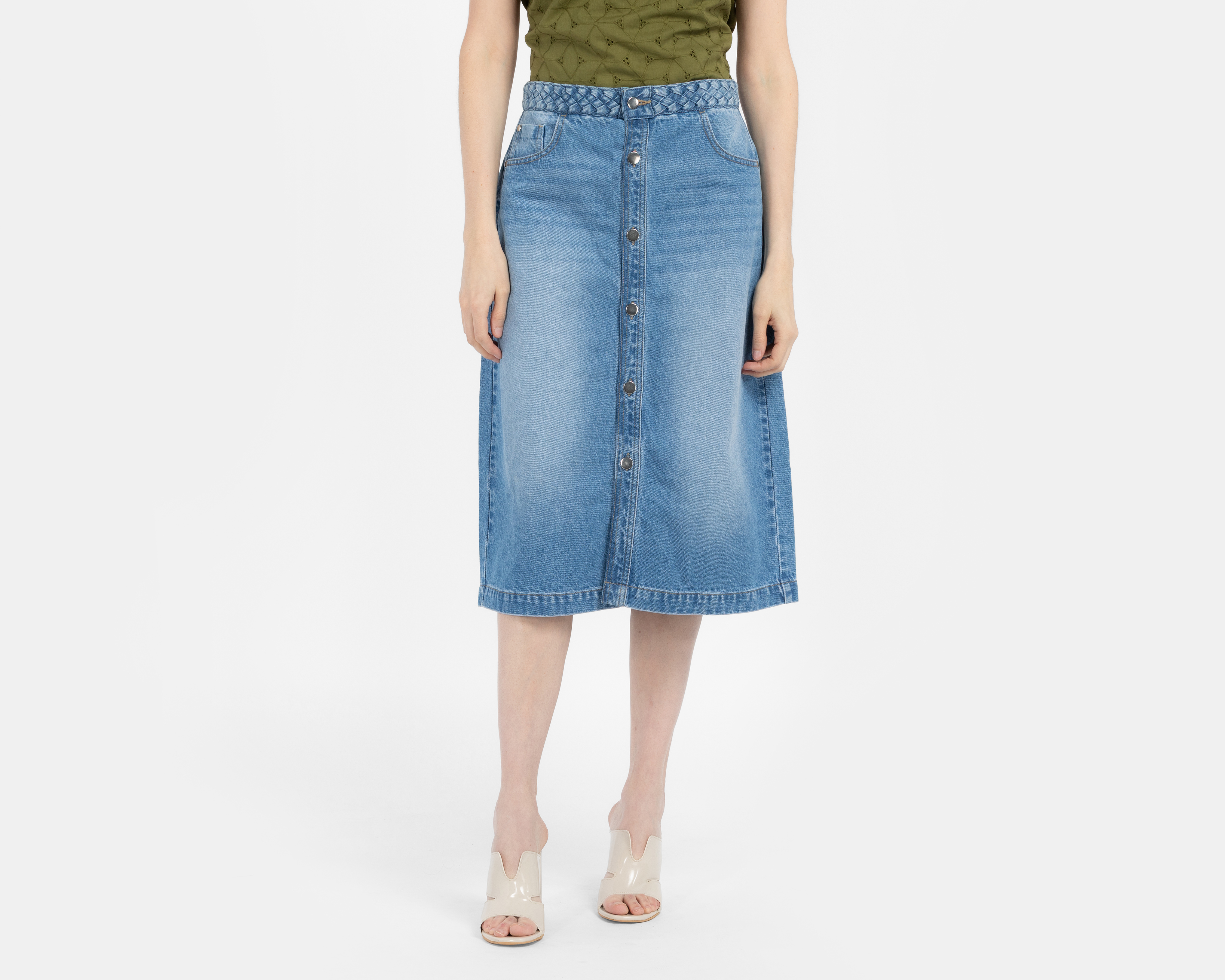 Falda Midi Lady Sun con Botones para Mujer