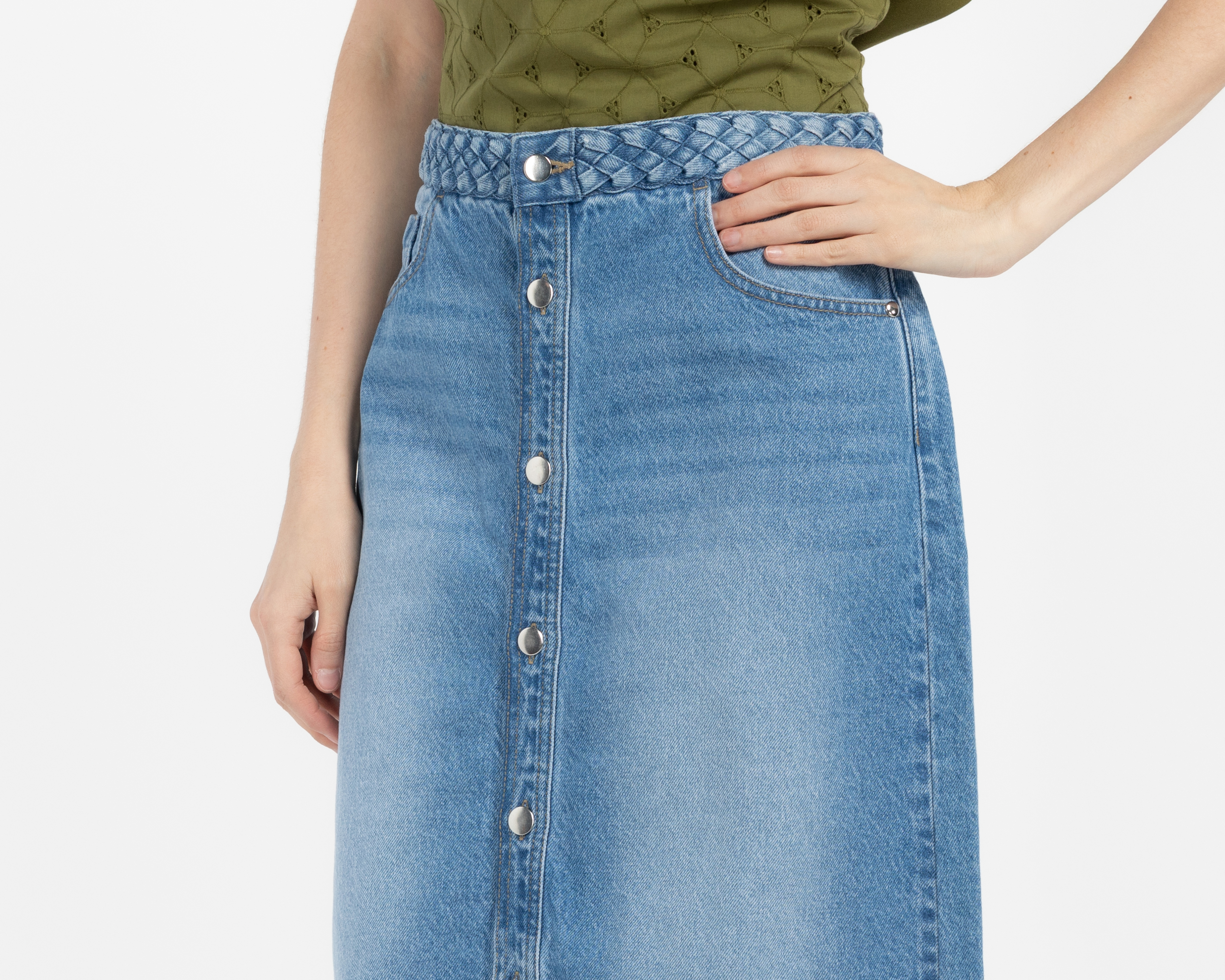 Foto 4 | Foto 4 | Falda Midi Lady Sun con Botones para Mujer