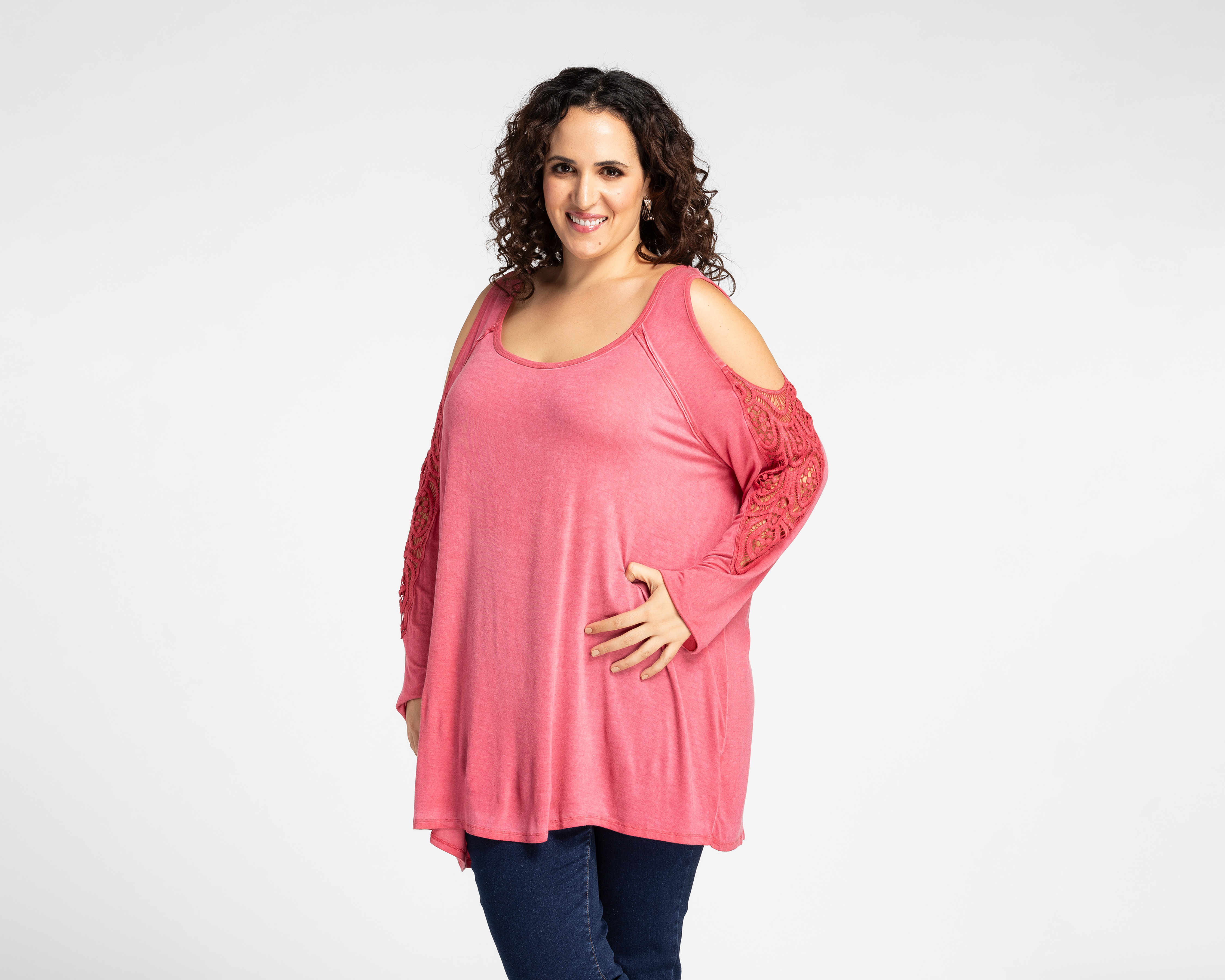 Blusa Lady Sun con Encaje en Mangas