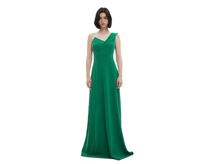 Foto 1 | Foto 1 | Vestido de Noche Meirius Largo Verde con Hombro Descubierto