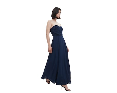 Foto 4 | Foto 4 | Vestido de Noche Meirius Azul Marino Largo Strapless