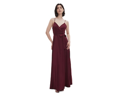 Foto 1 | Foto 1 | Vestido de Noche Meirius Largo Tinto con Tirantes