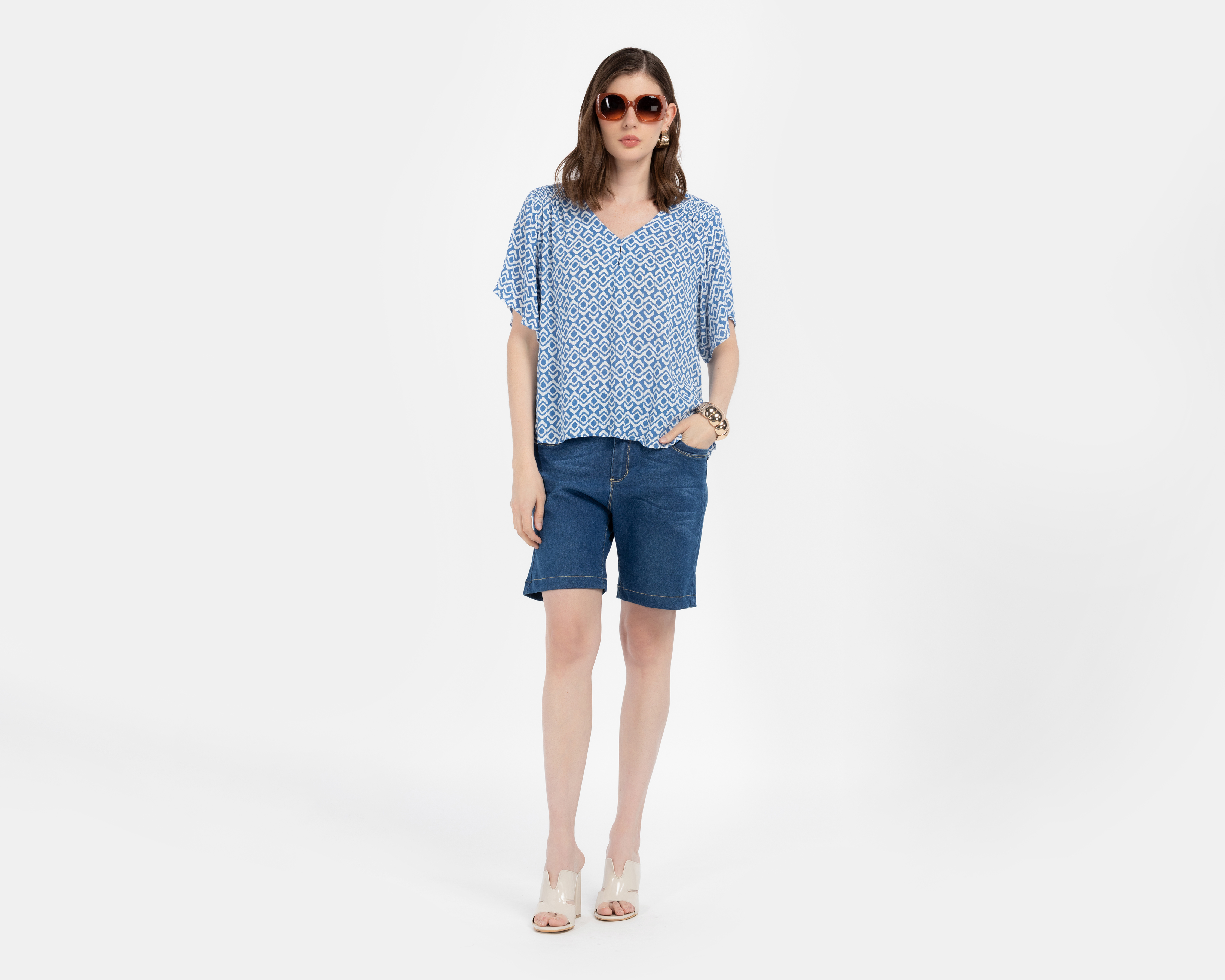 Foto 3 pulgar | Foto 2 | Blusa Manga Corta Sahara para Mujer