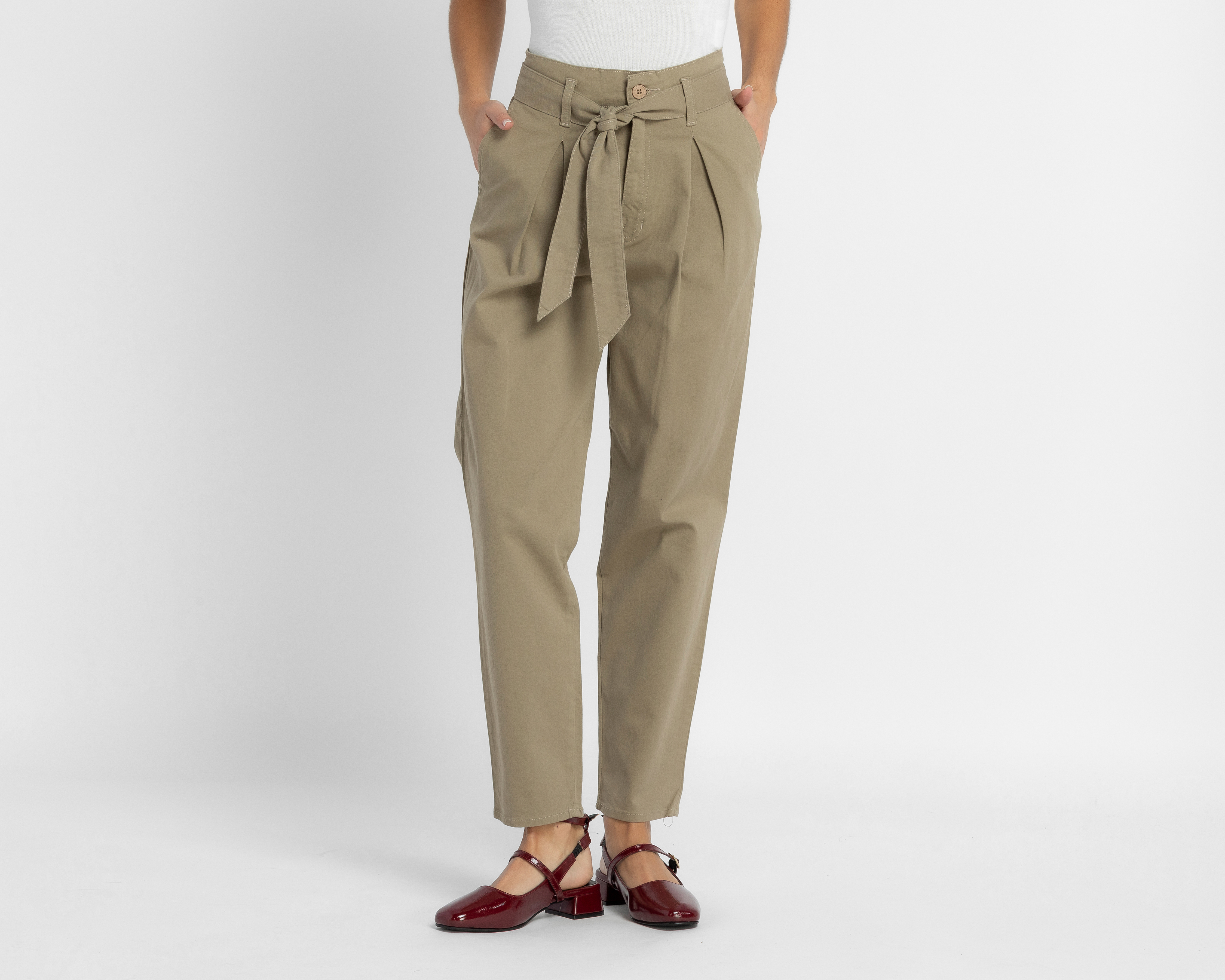 Pantalón de Gabardina Oggi con Cintillo para Mujer