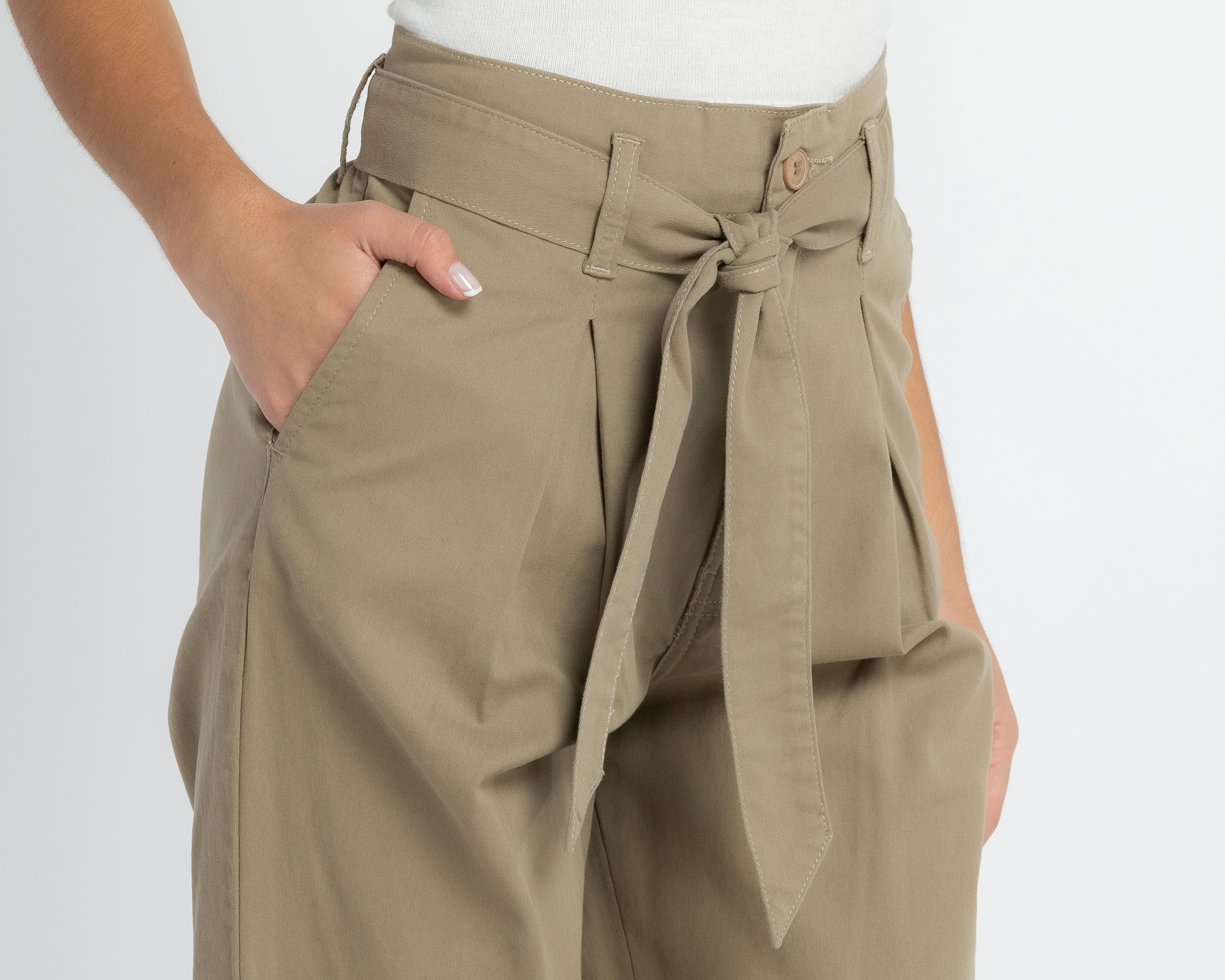 Foto 5 pulgar | Foto 4 | Pantalón de Gabardina Oggi con Cintillo para Mujer