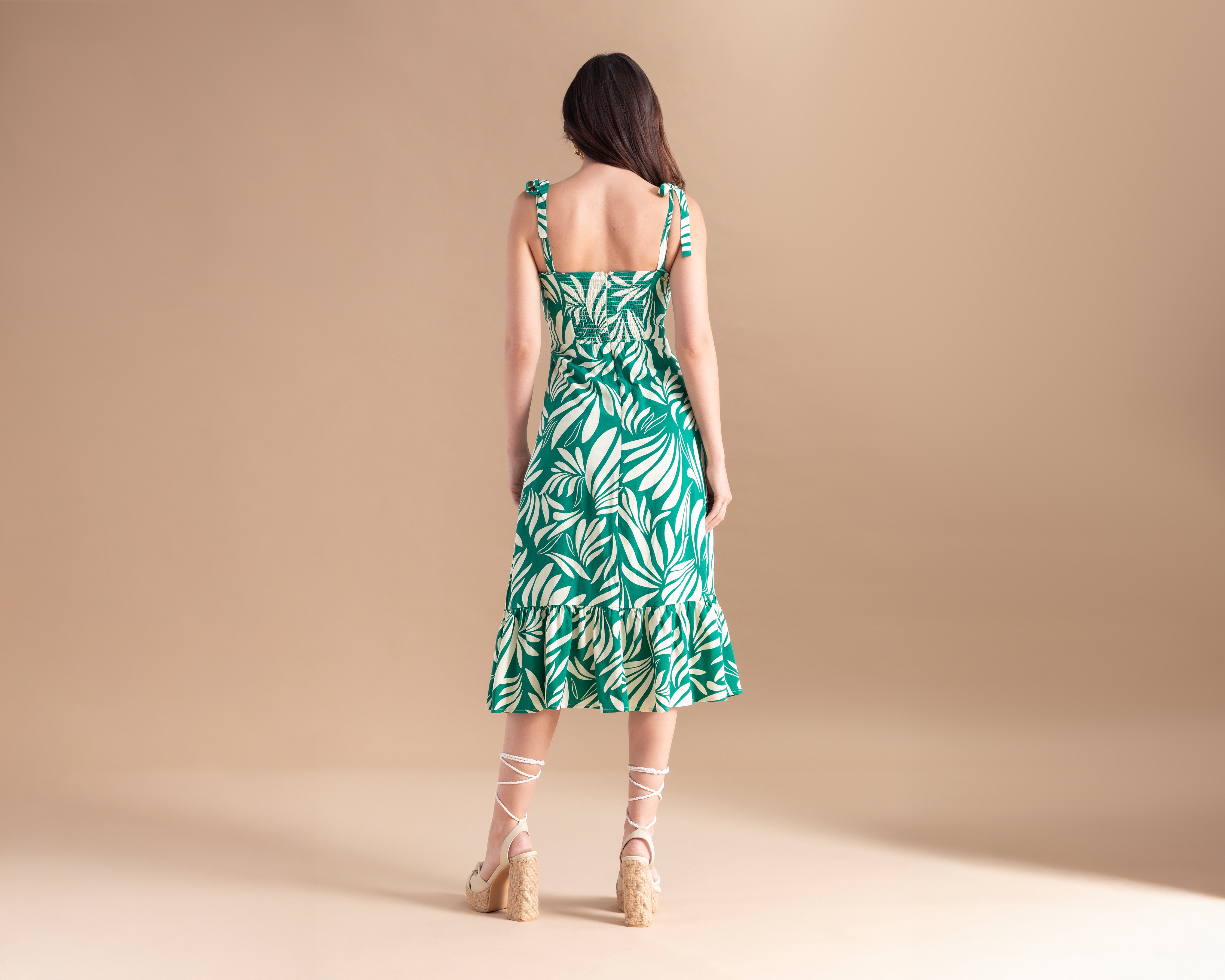 Foto 4 pulgar | Foto 3 | Vestido Casual Jennifer Lopez Midi Verde para Mujer