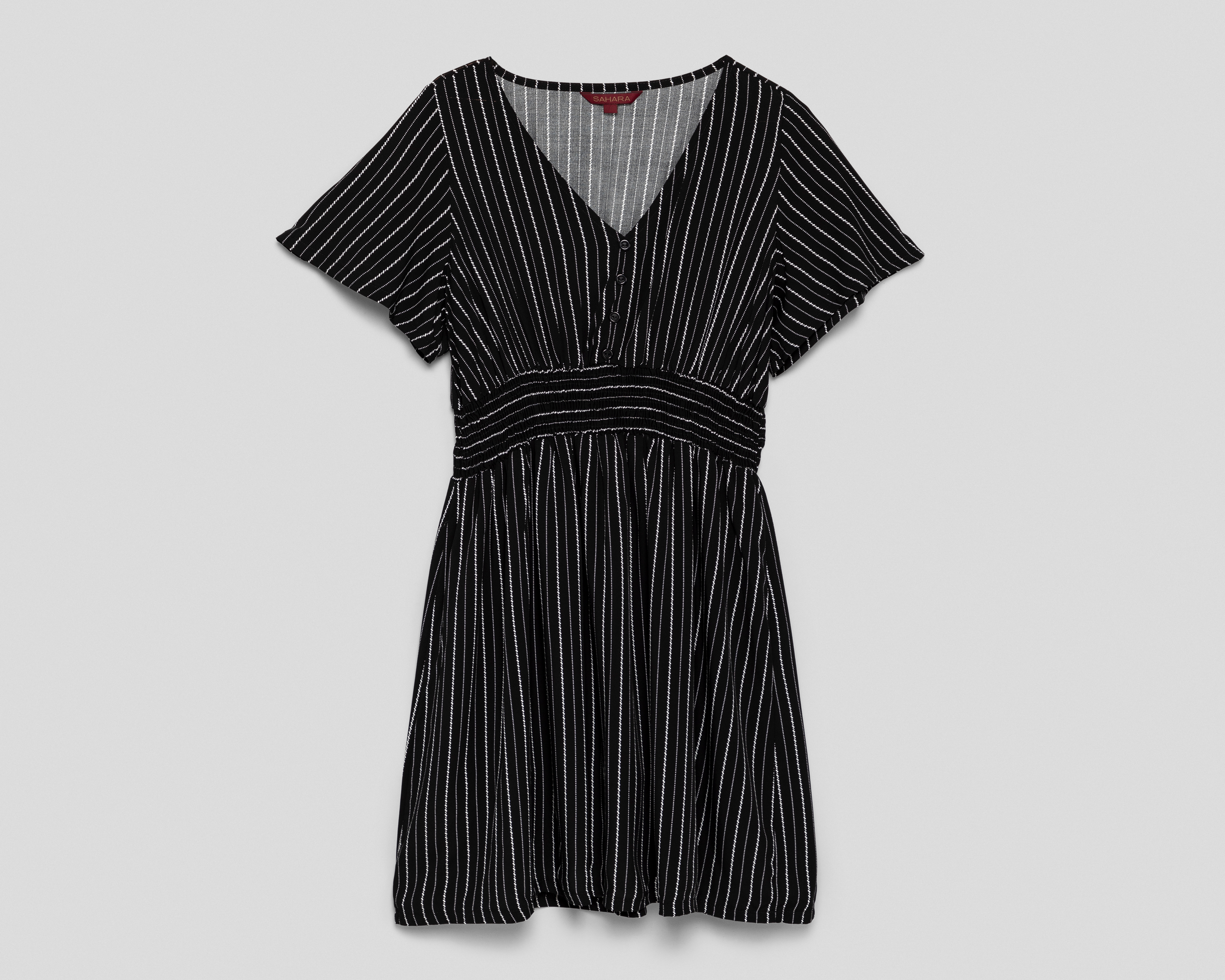 Vestido Casual Sahara Negro a Rayas