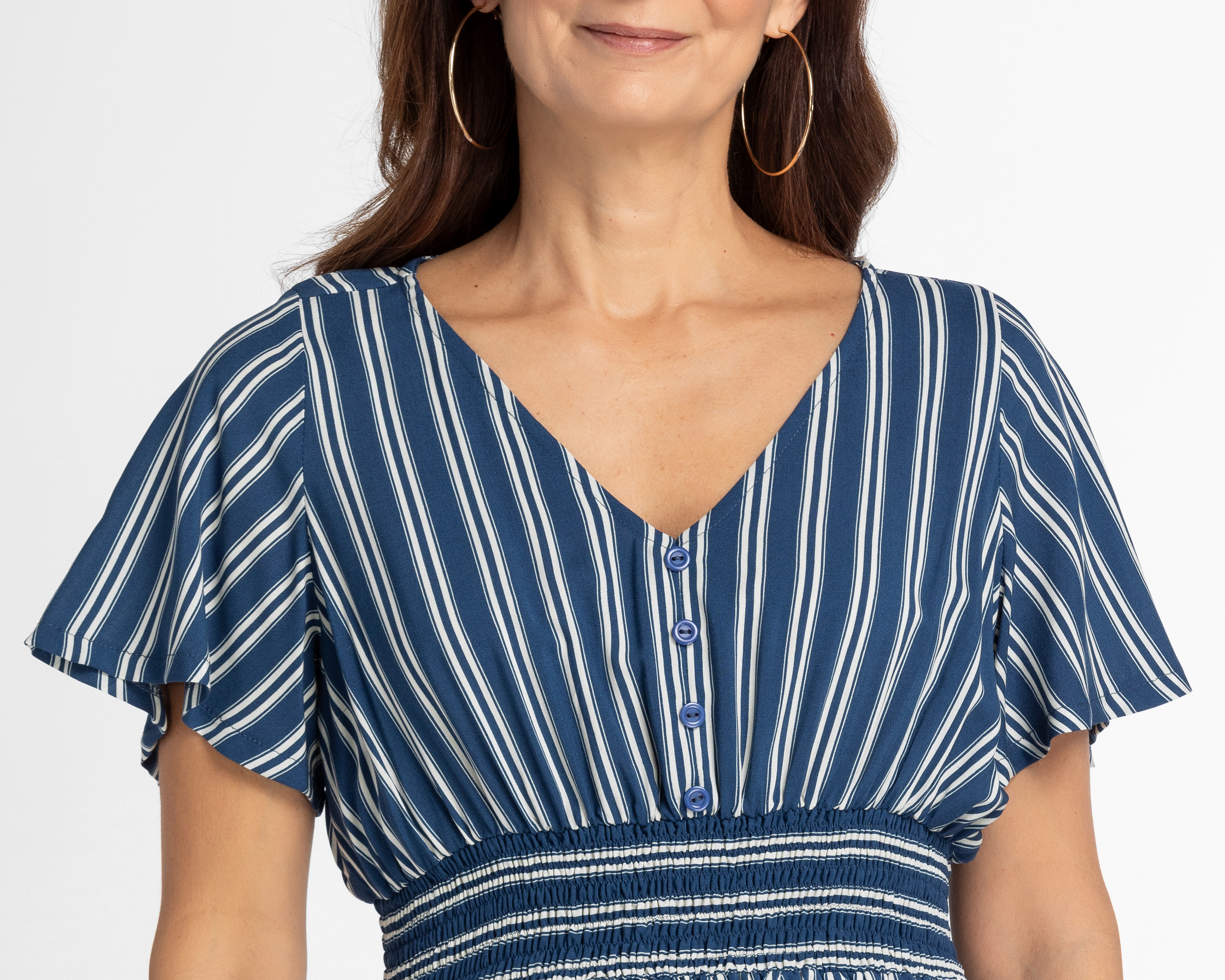 Foto 6 pulgar | Foto 5 | Vestido Lady Sun Casual Cuello V Manga Corta a Rayas