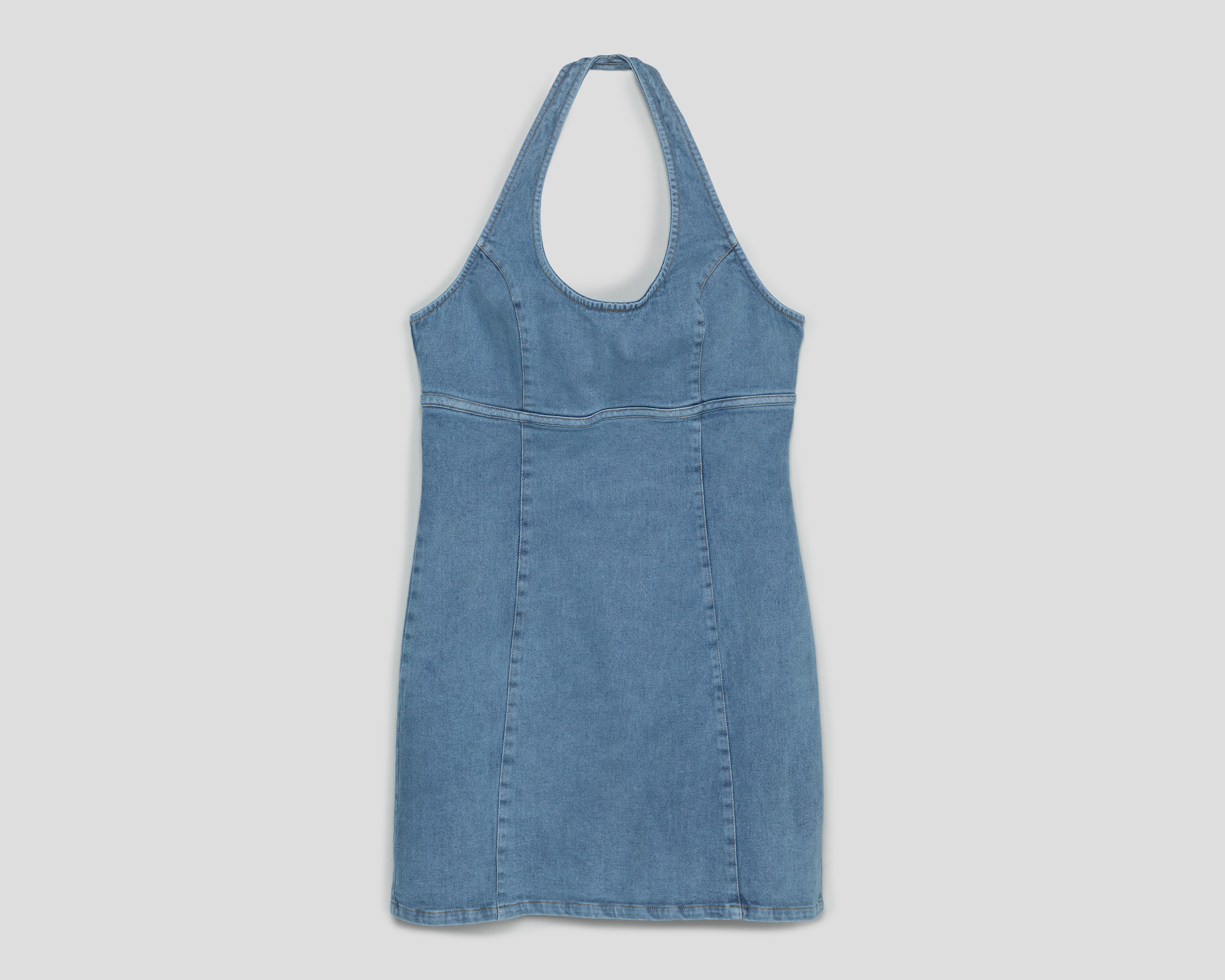 Vestido Casual Bebe de Mezclilla con Cuello Halter para Mujer