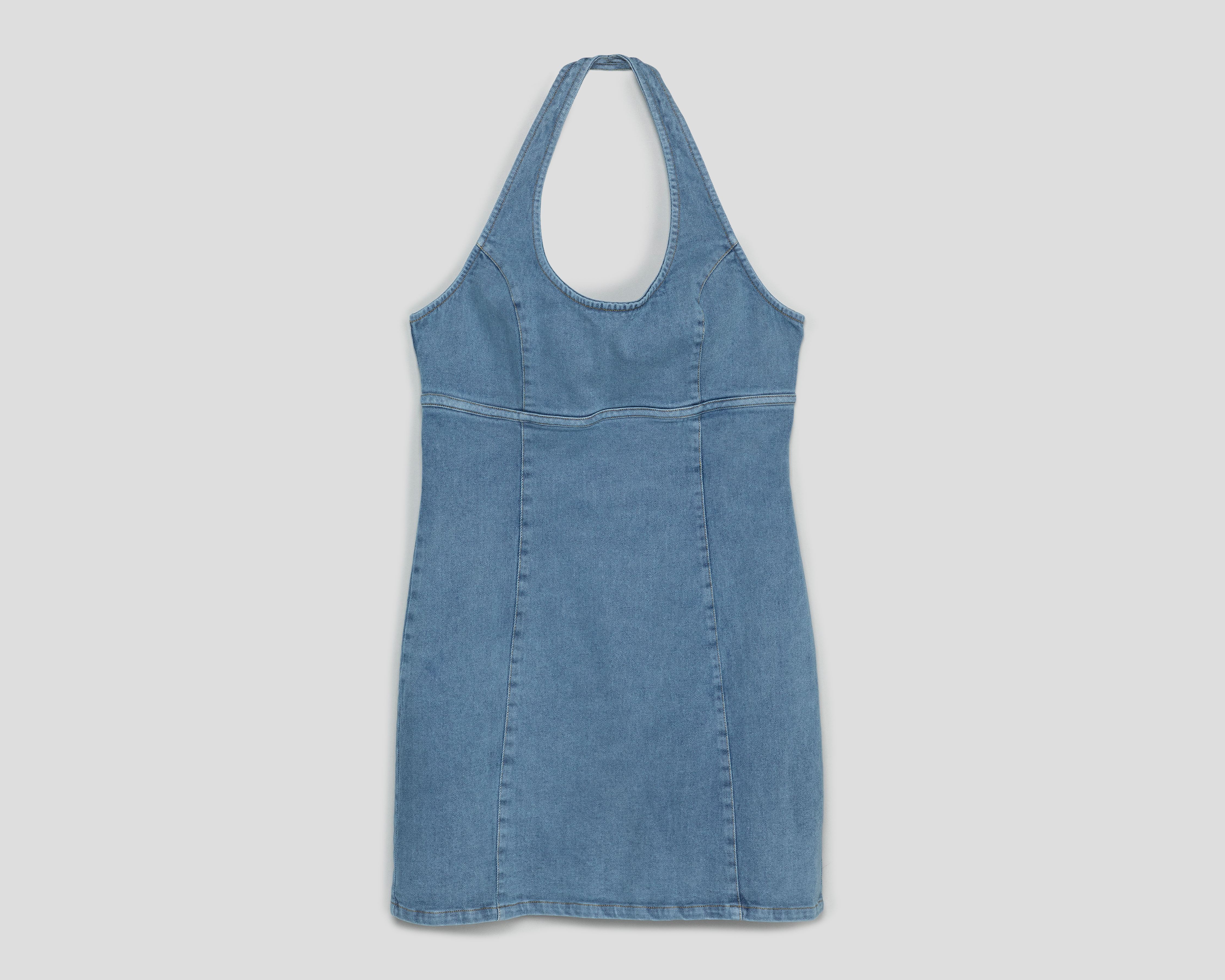 Foto 2 pulgar | Foto 1 | Vestido Casual Bebe de Mezclilla con Cuello Halter para Mujer