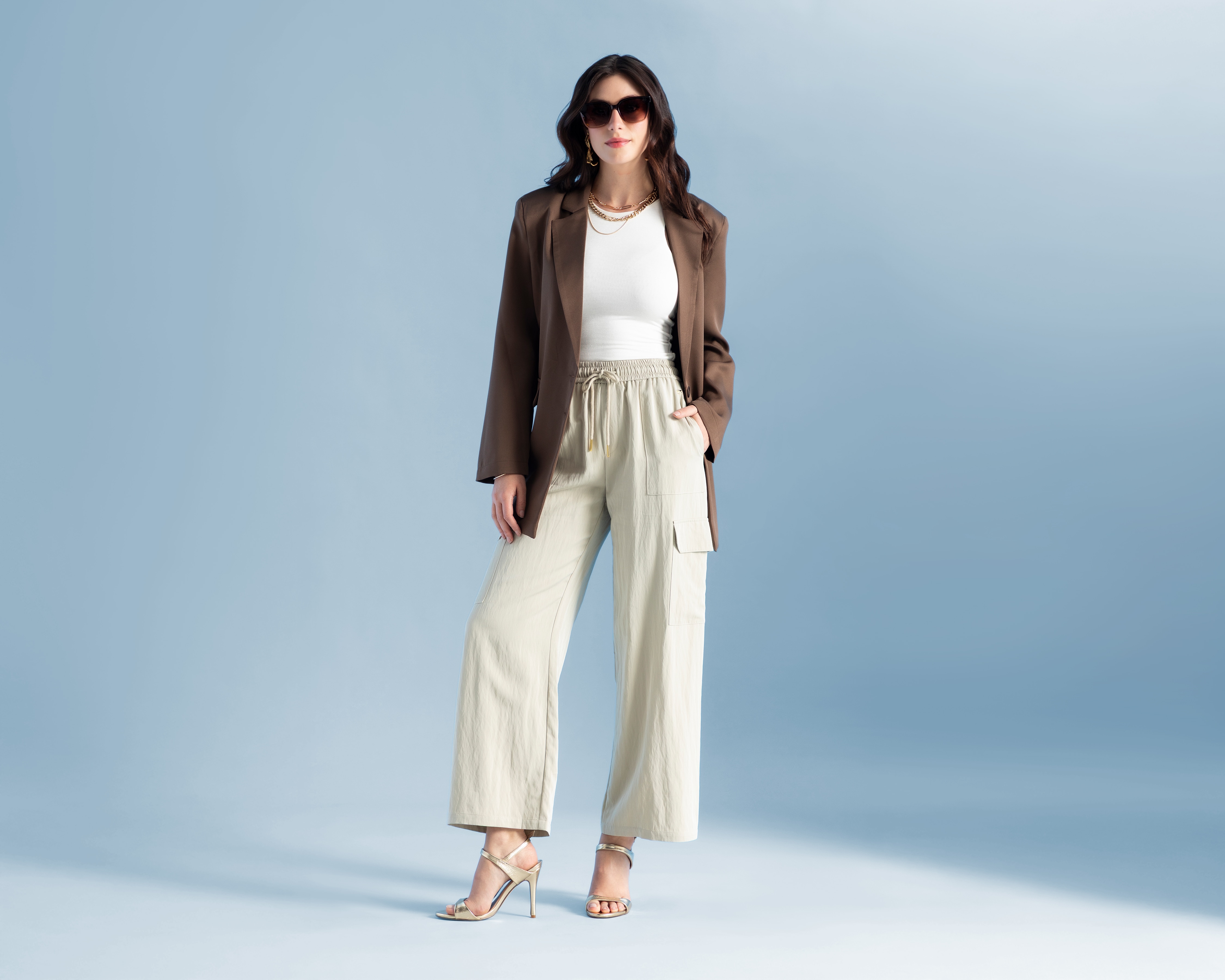 Pantalón Cargo Jennifer Lopez Beige para Mujer