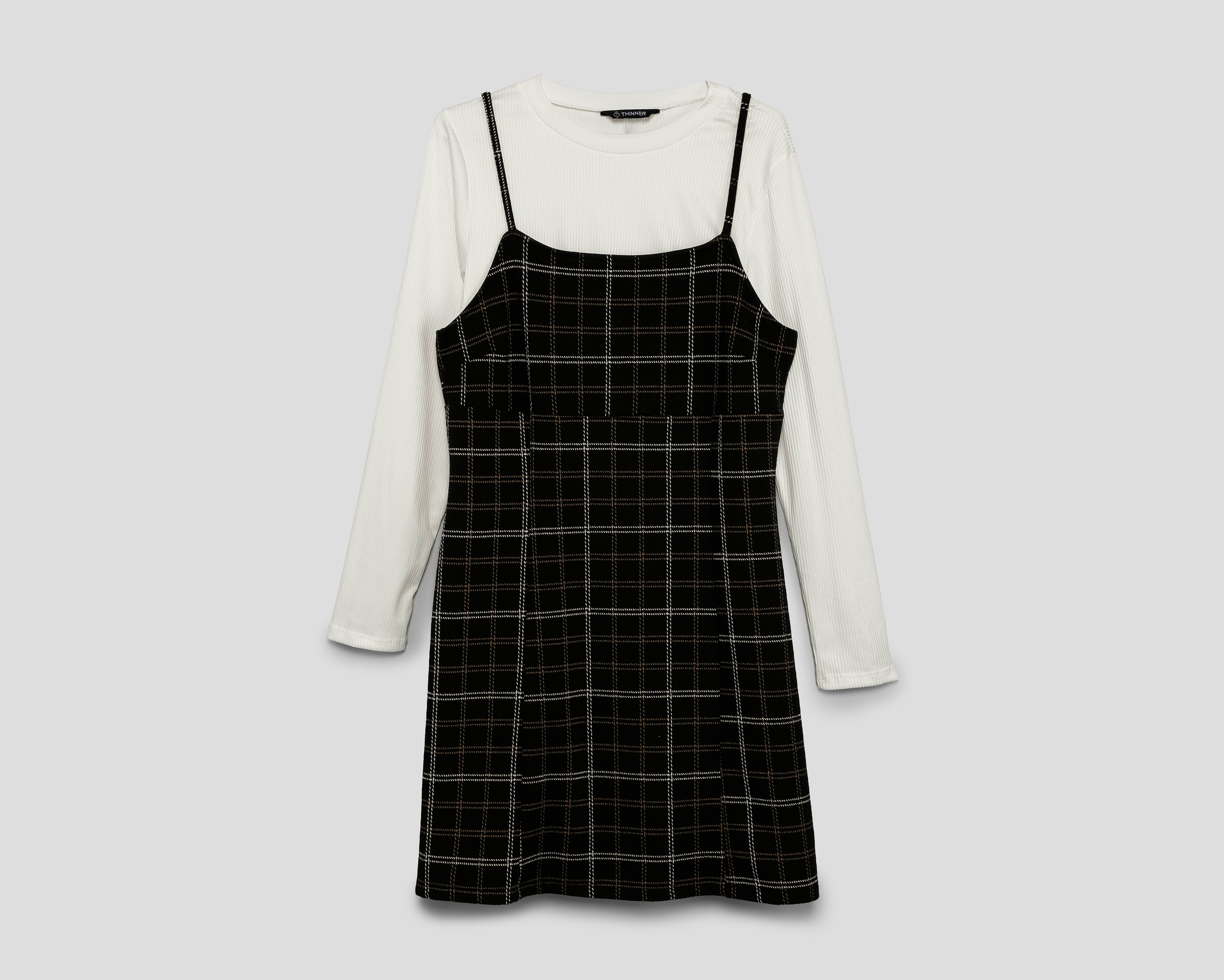 Vestido Casual Thinner de Tirantes con Blusa Manga Larga para Mujer