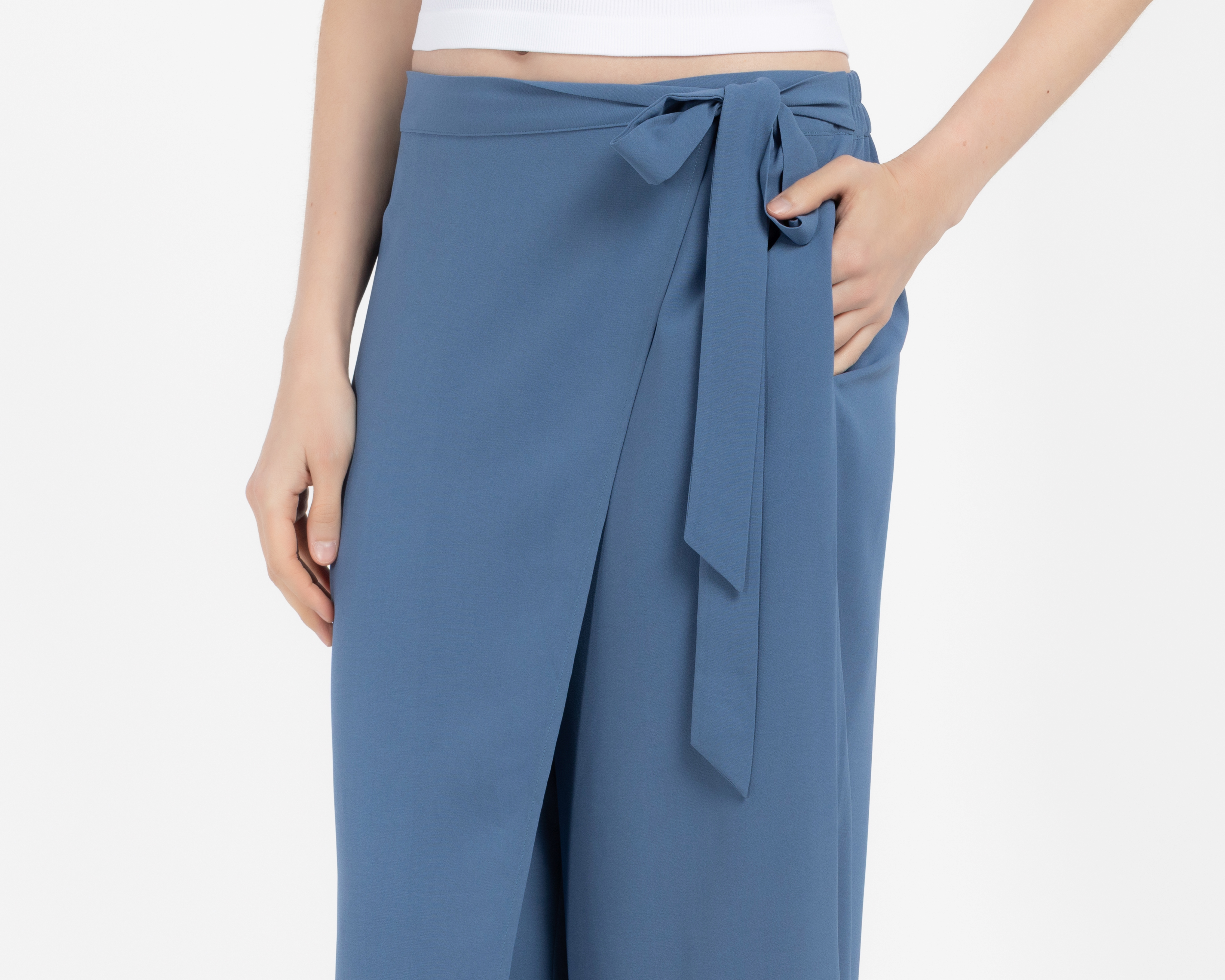 Foto 5 pulgar | Foto 4 | Pantalón Ancho Sahara Azul para Mujer