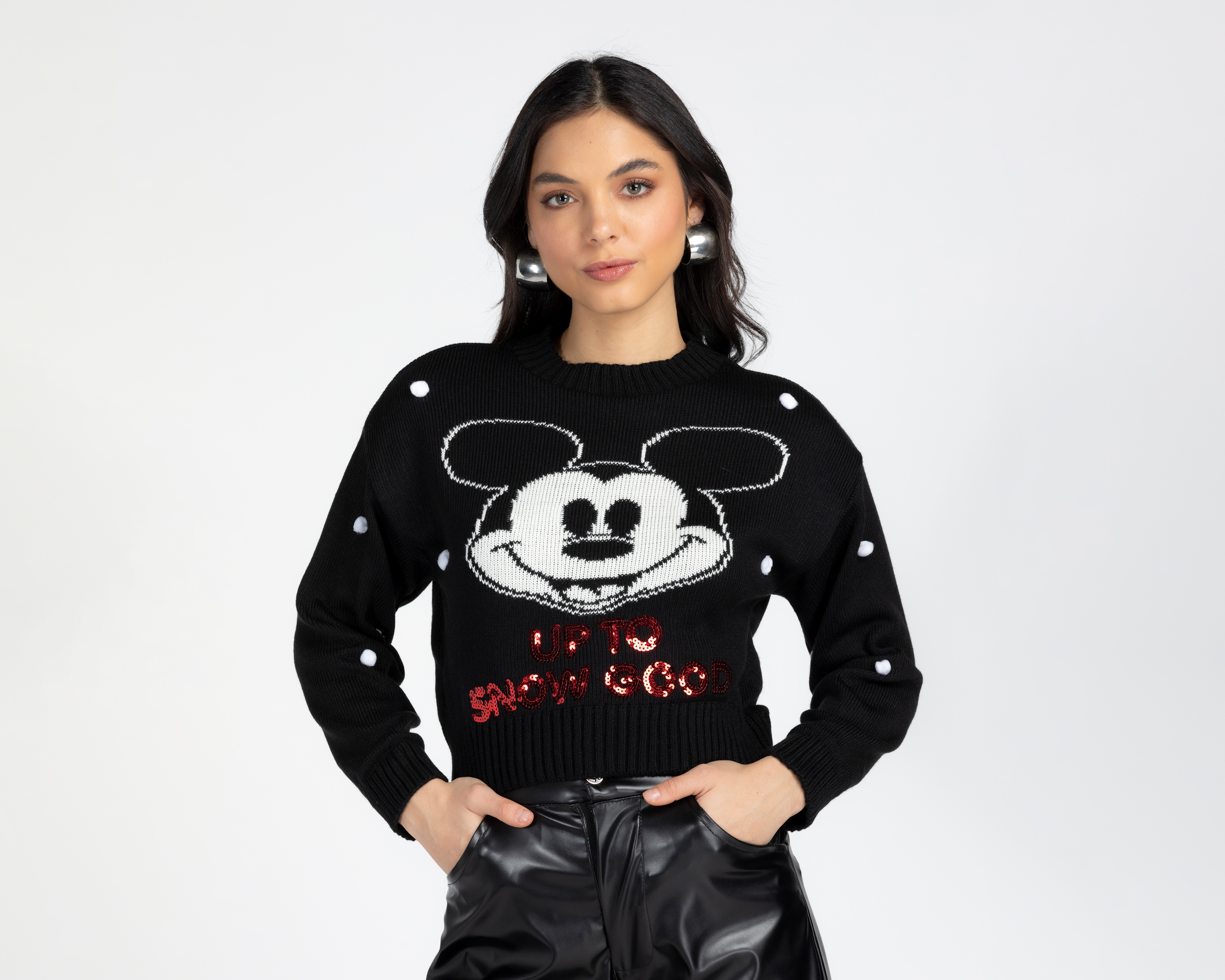 Foto 2 pulgar | Foto 1 | Suéter Negro Disney Mickey Mouse para Mujer