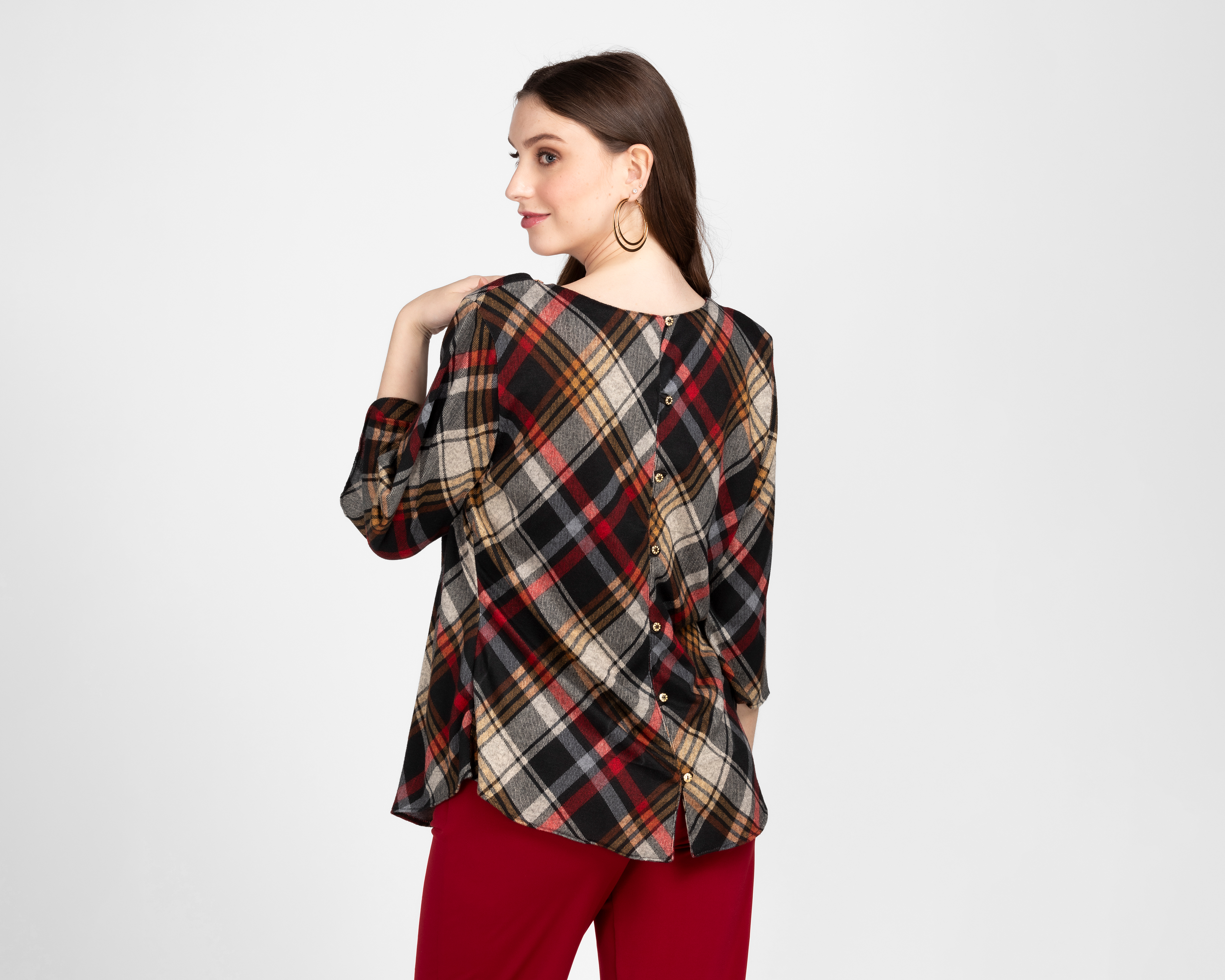 Foto 4 pulgar | Foto 3 | Blusa Paloma Carmín con Collar para Mujer
