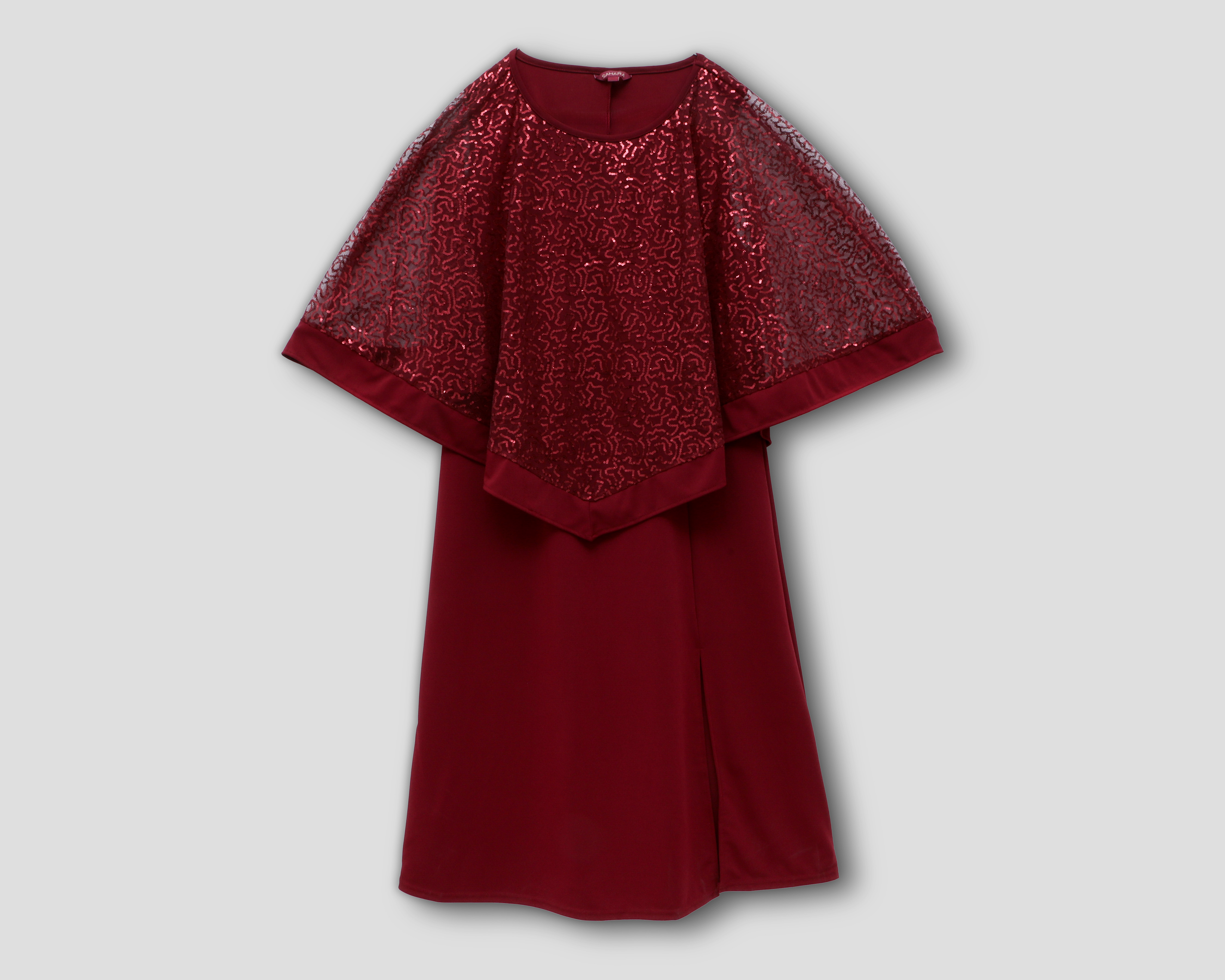 Foto 1 | Foto 1 | Vestido de Fiesta Sahara Tinto con Capa Midi para Mujer