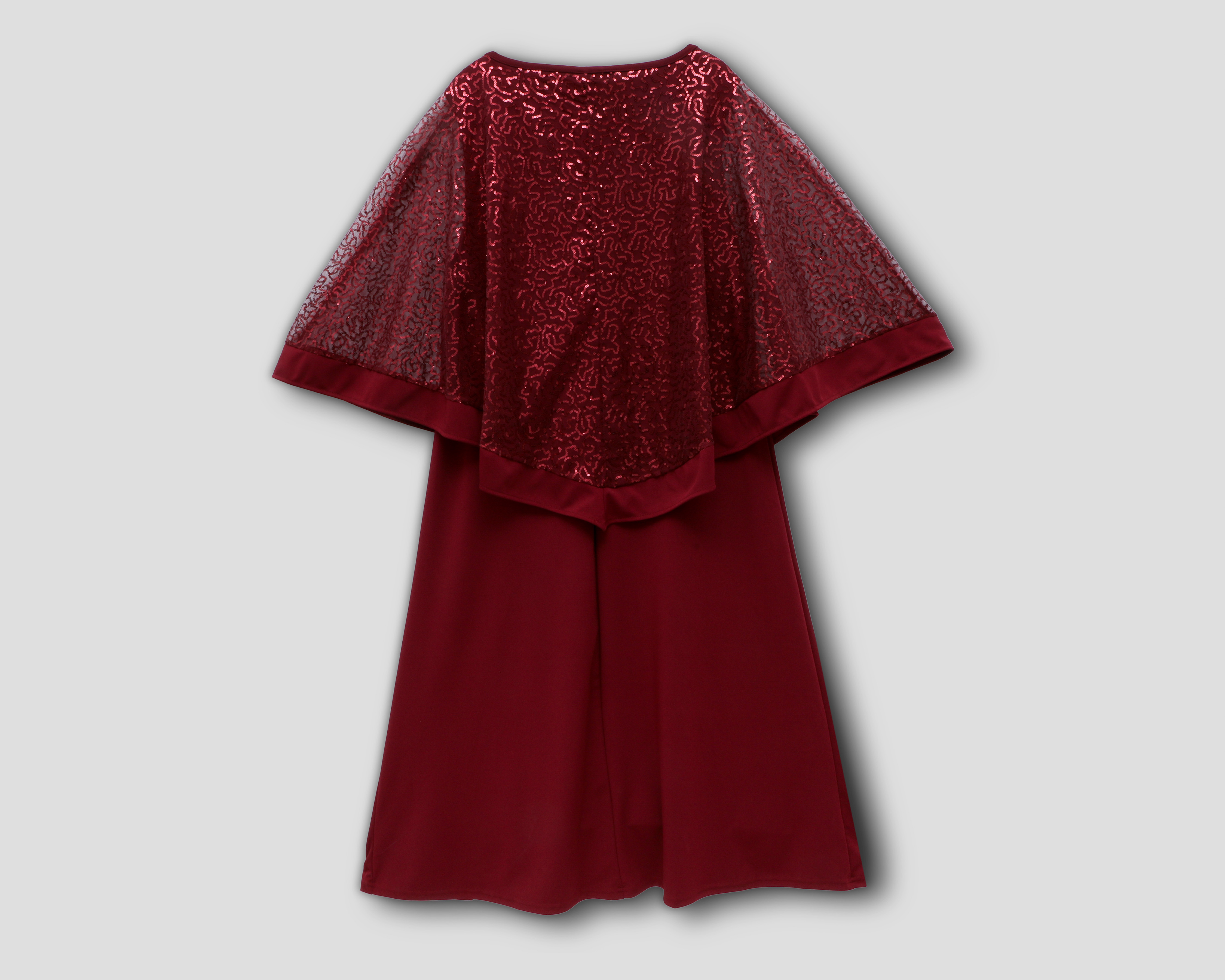 Foto 3 pulgar | Foto 2 | Vestido de Fiesta Sahara Tinto con Capa Midi para Mujer