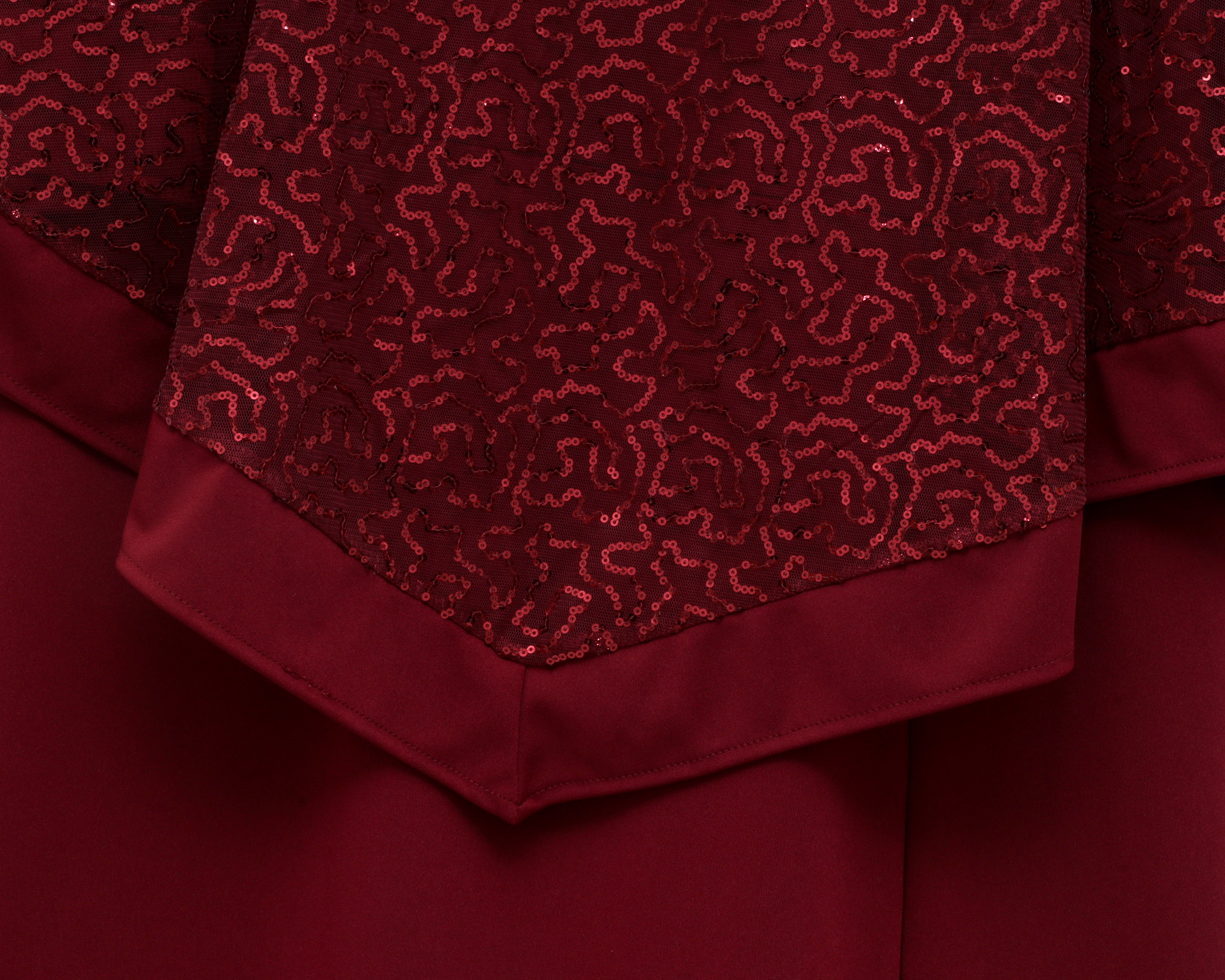 Foto 4 pulgar | Foto 3 | Vestido de Fiesta Sahara Tinto con Capa Midi para Mujer