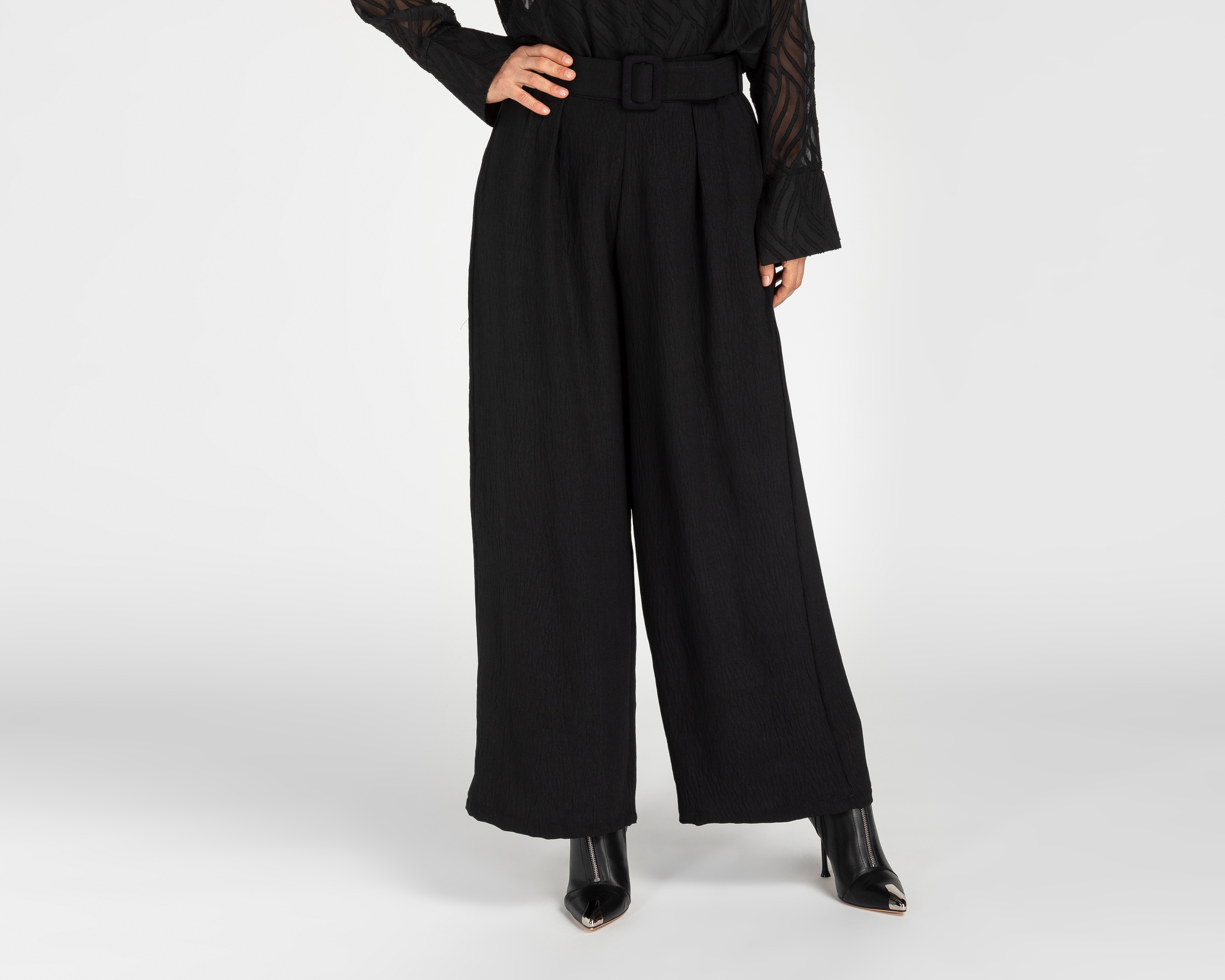 Pantalón Ancho Sahara Negro para Mujer