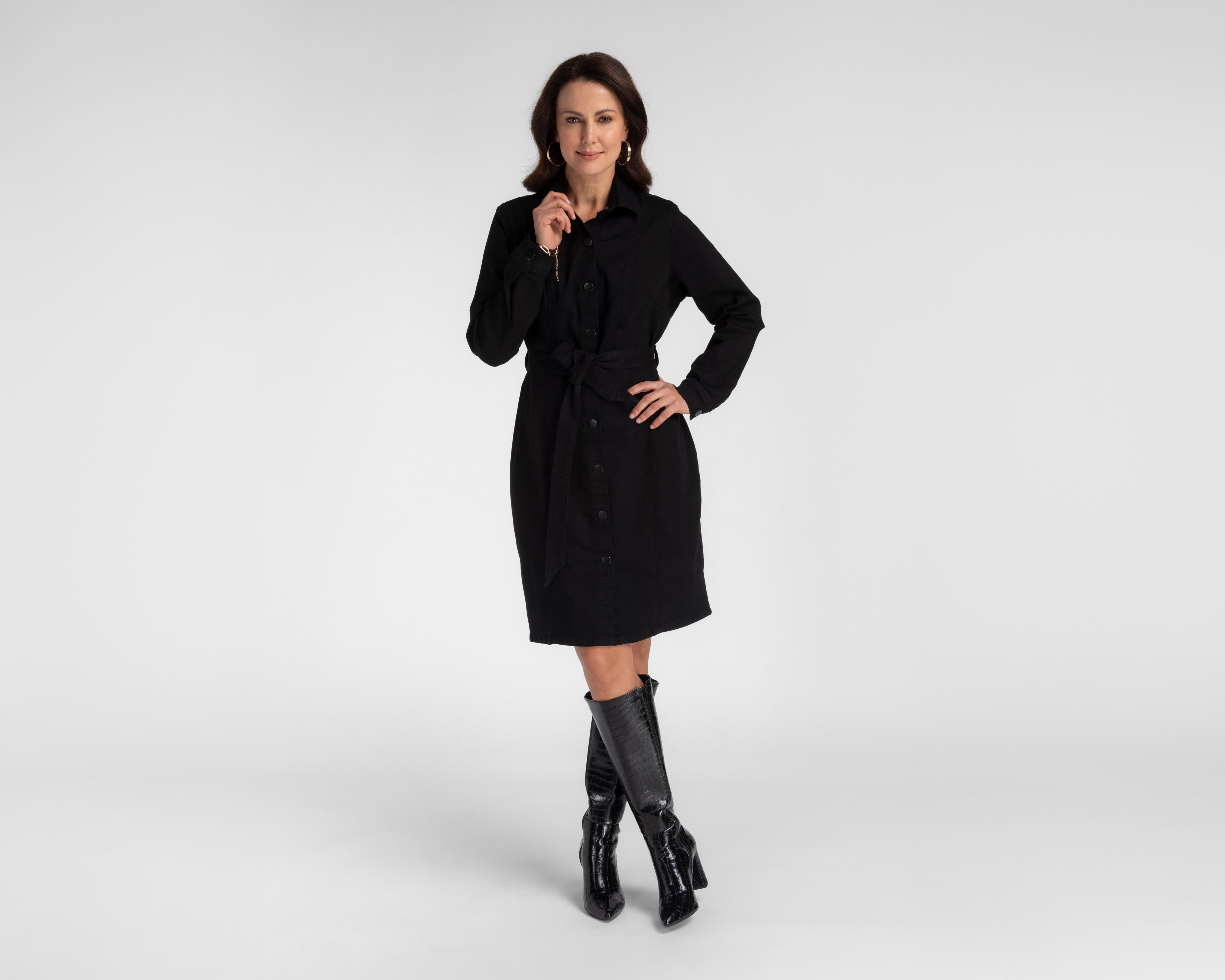 Vestido Casual Sahara de Mezclilla Negro con Lazo