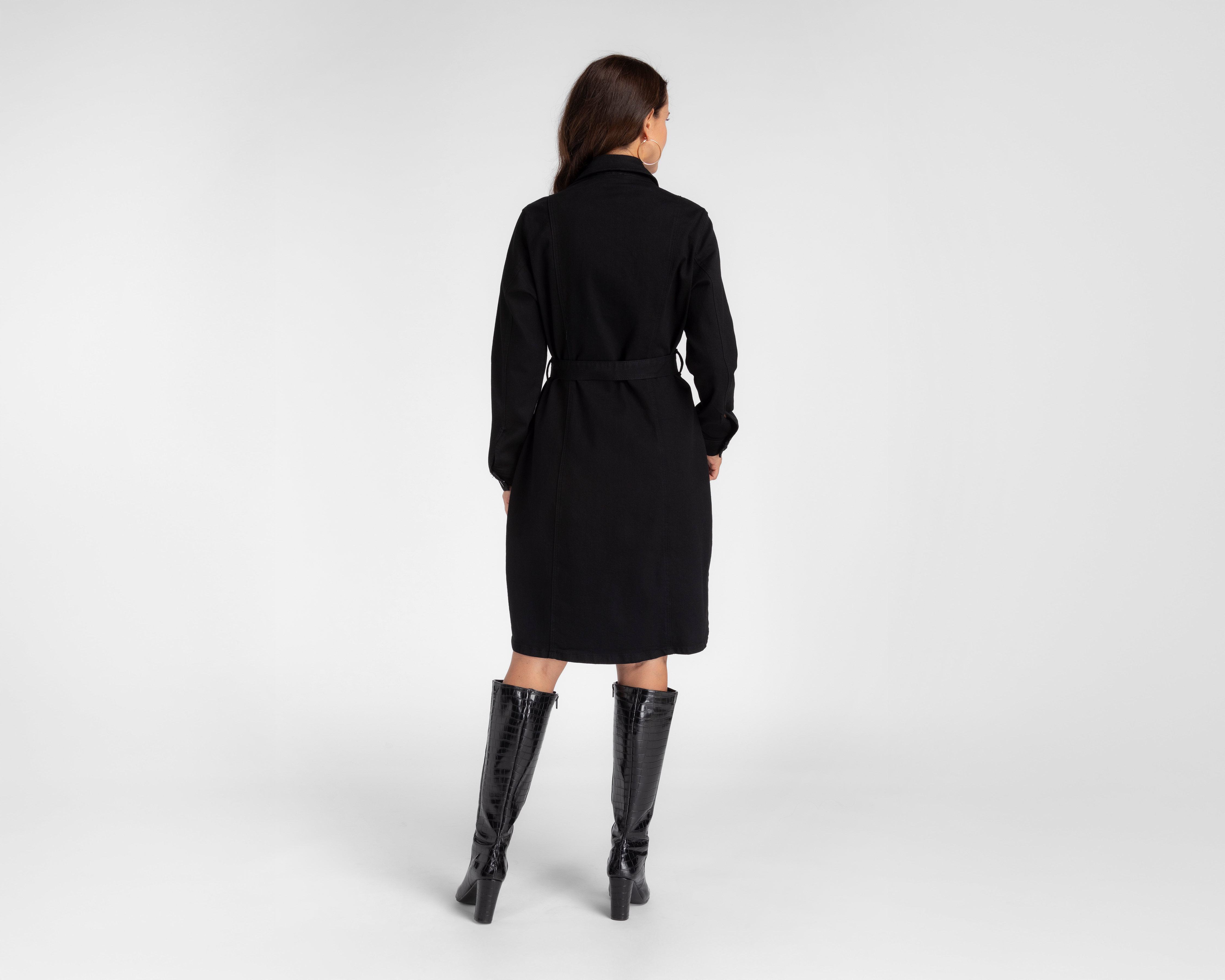 Foto 4 pulgar | Foto 3 | Vestido Casual Sahara de Mezclilla Negro con Lazo