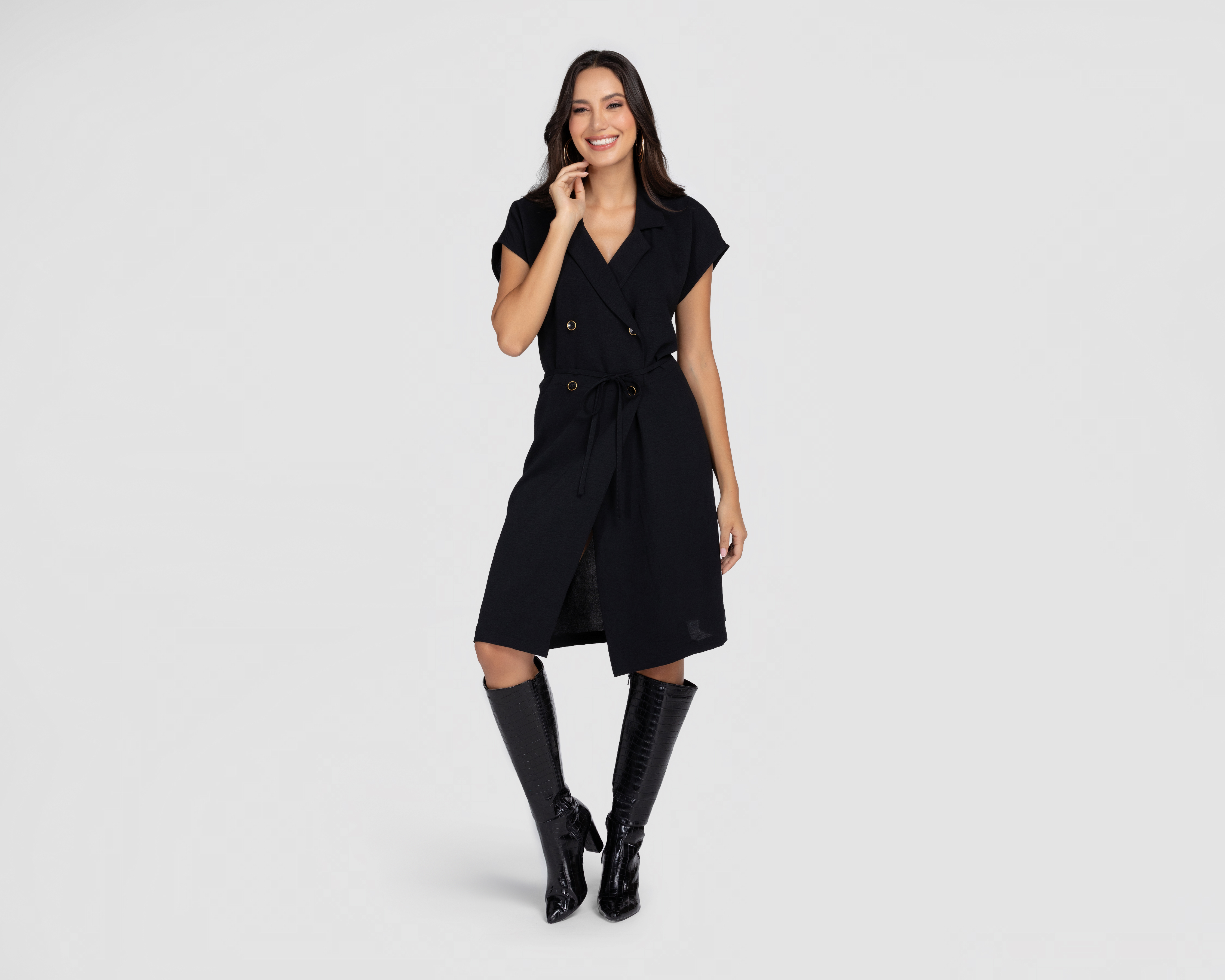 Foto 2 pulgar | Foto 1 | Vestido Casual Sahara Cruzado con Botones