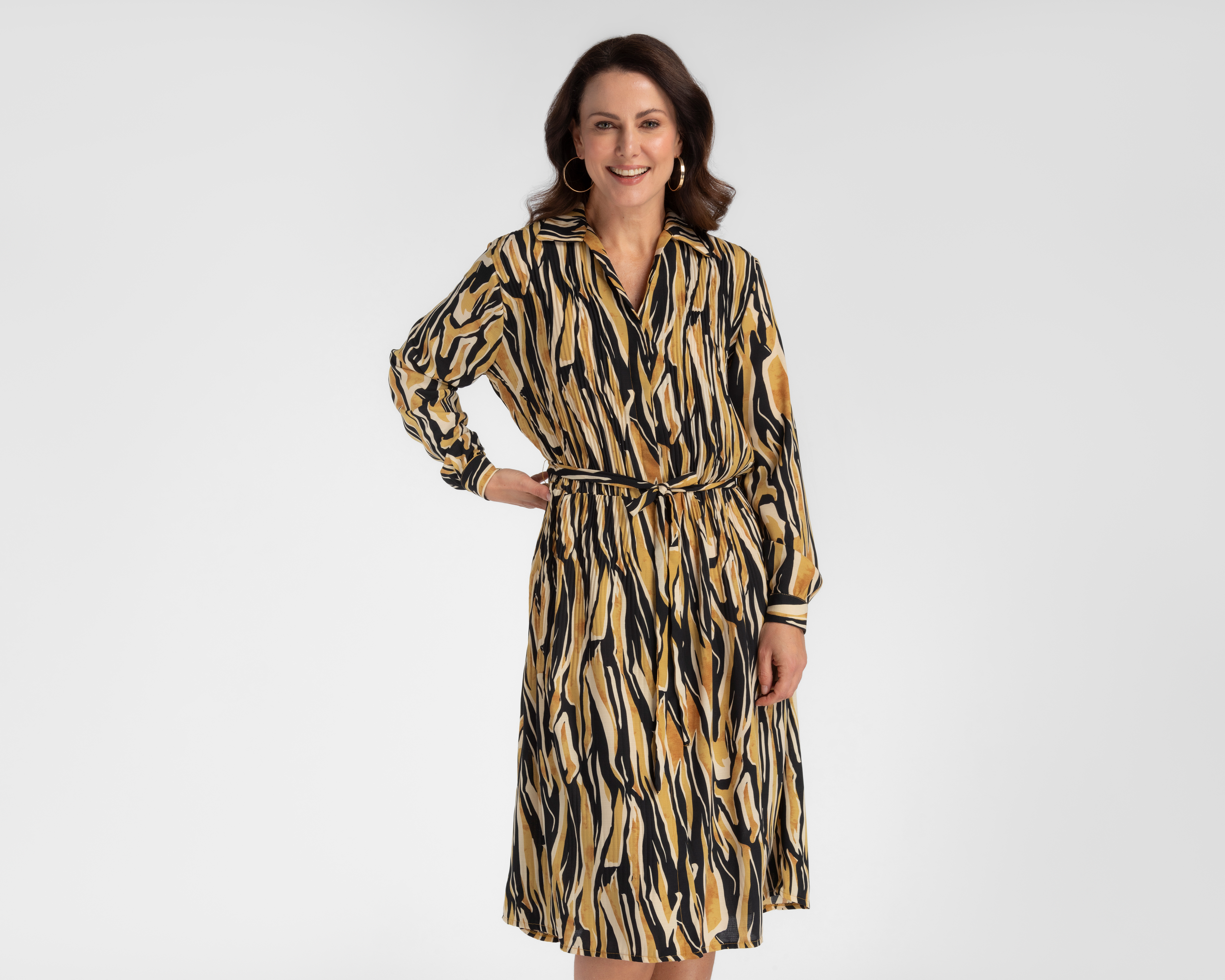 Foto 5 pulgar | Foto 4 | Vestido Casual Sahara Plisado Midi Manga Larga