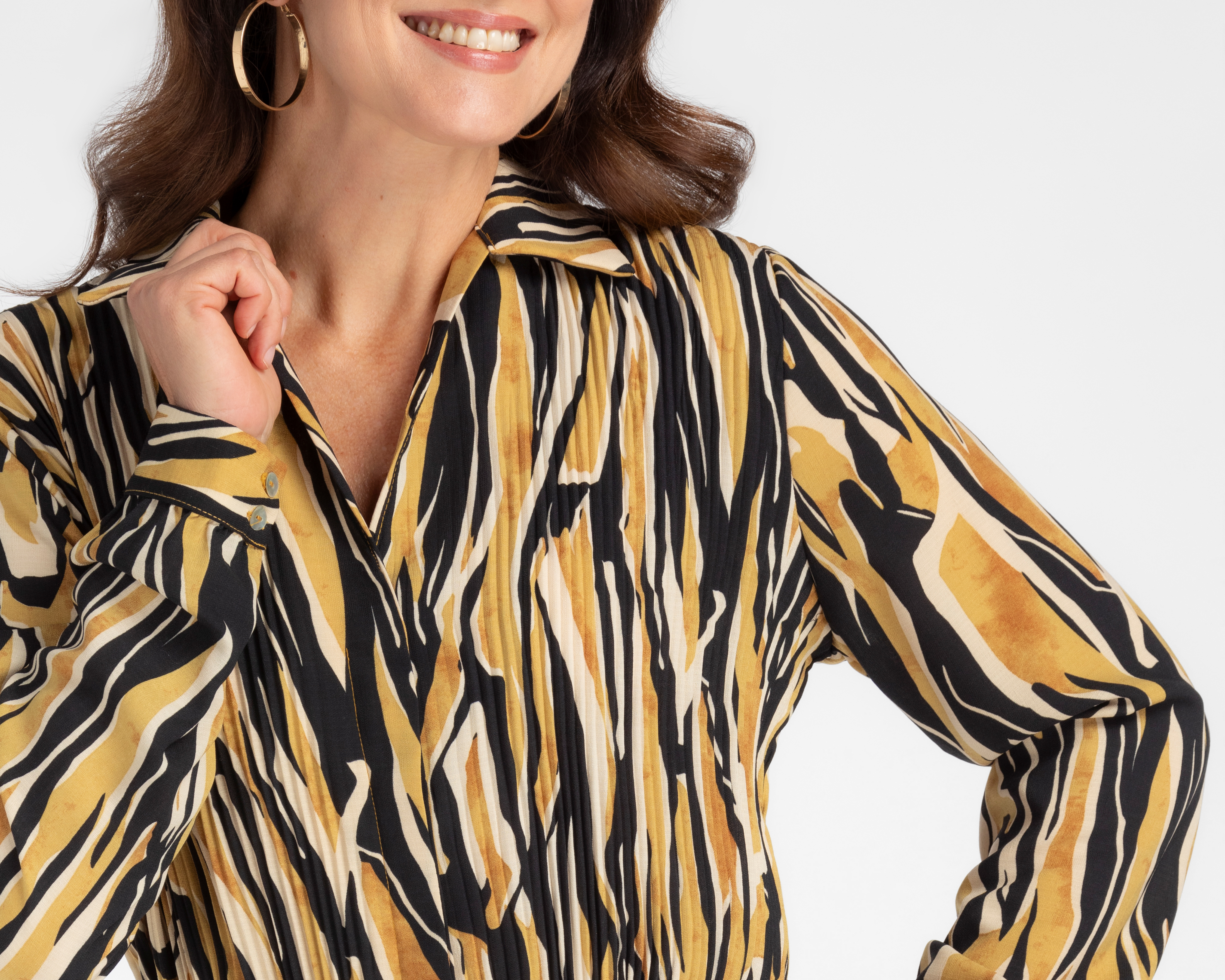 Foto 6 pulgar | Foto 5 | Vestido Casual Sahara Plisado Midi Manga Larga