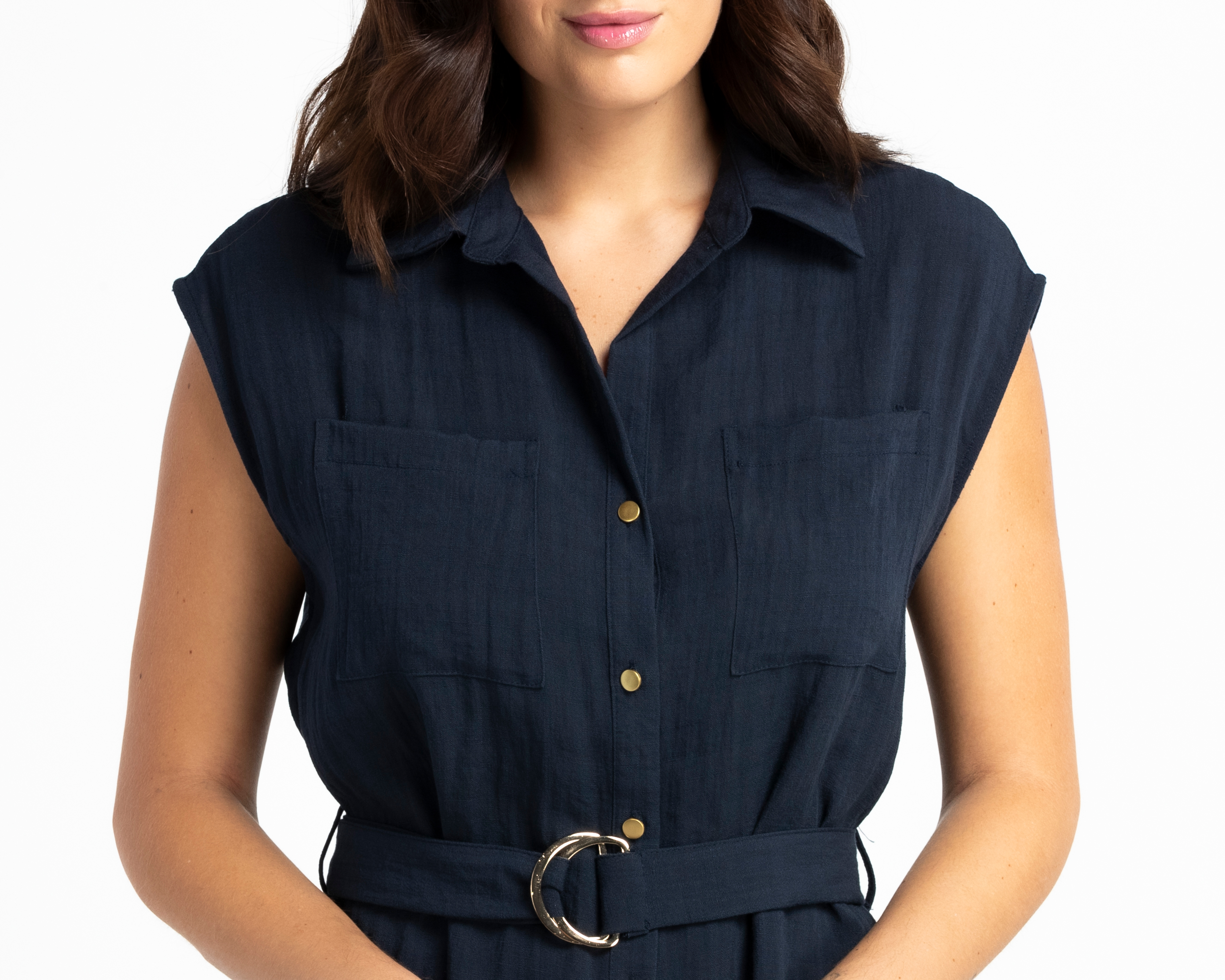 Foto 4 | Foto 4 | Vestido Casual Sahara Azul sin Mangas Midi para Mujer