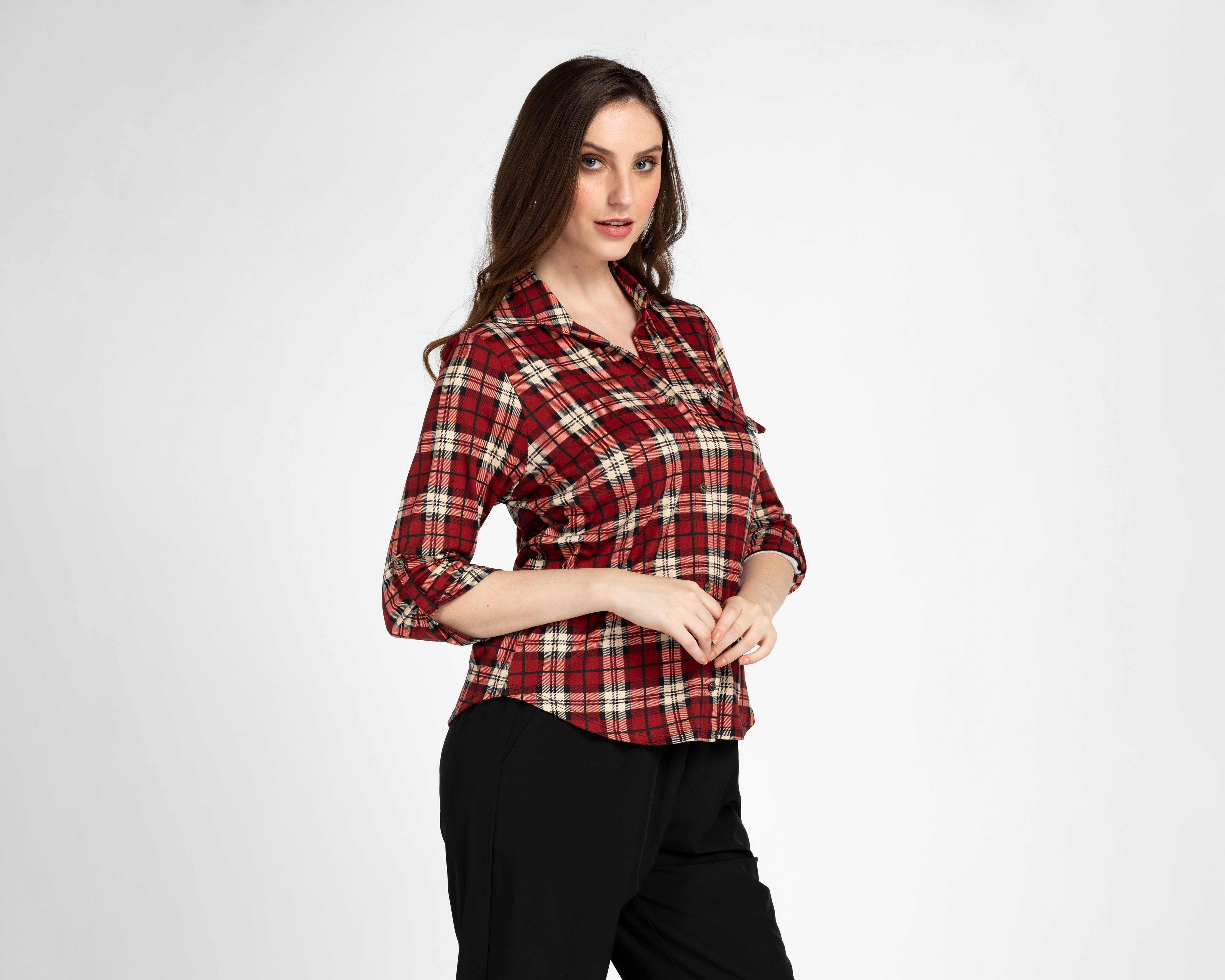 Foto 2 pulgar | Foto 1 | Blusa Ted Lapidus a Cuadros para Mujer