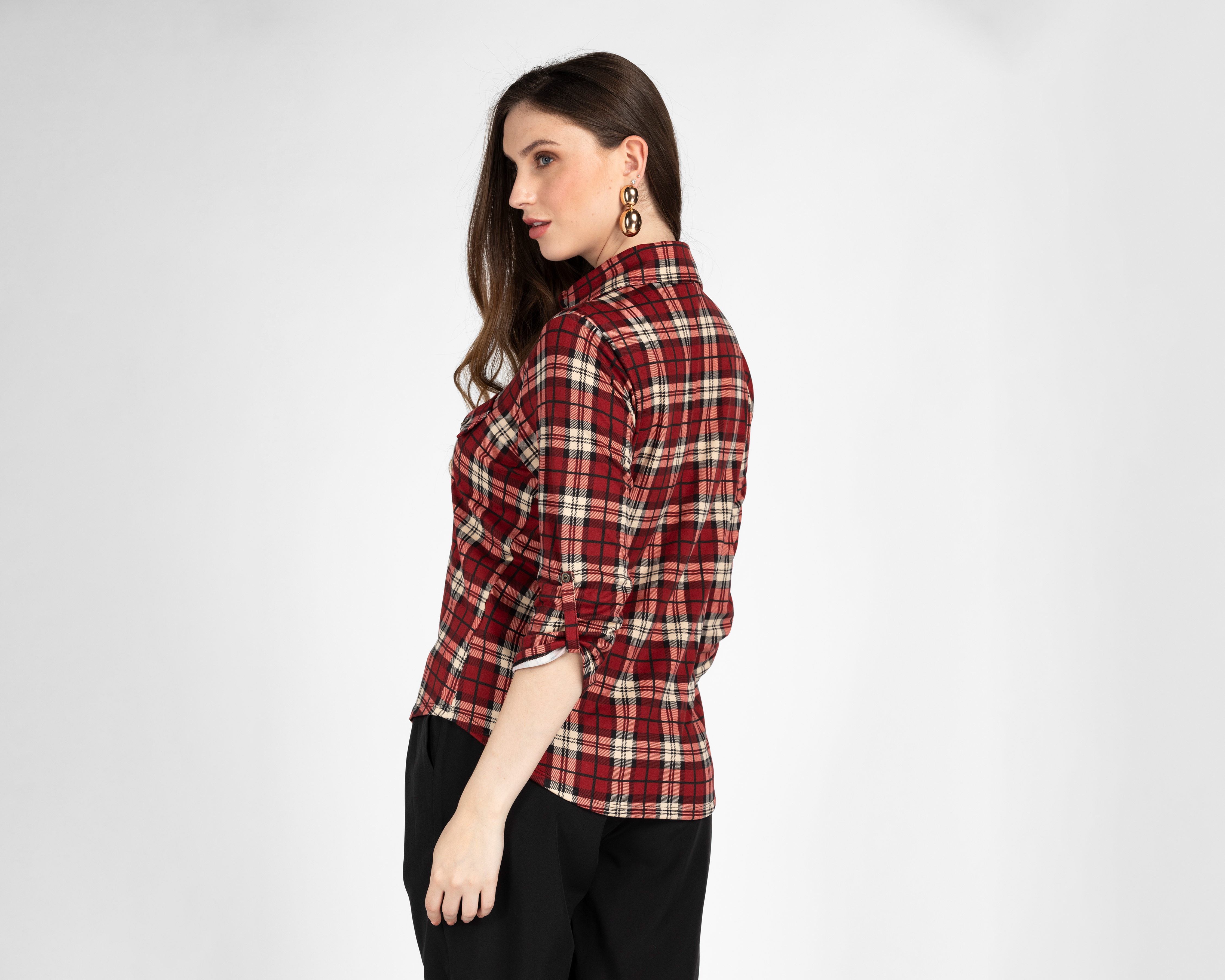 Foto 4 pulgar | Foto 3 | Blusa Ted Lapidus a Cuadros para Mujer