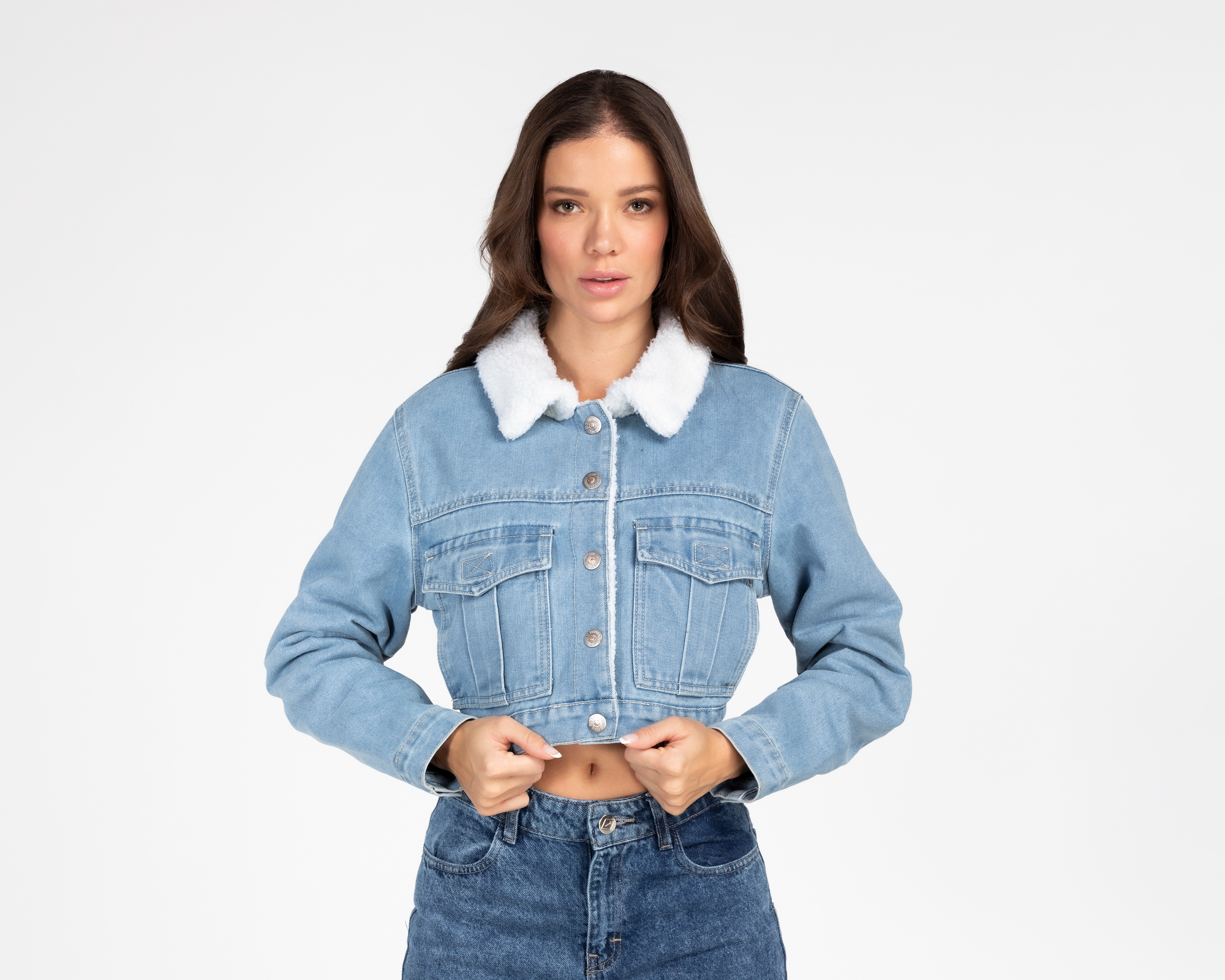 Chamarra de Mezclilla con Cuello Aborregado Forever 21 para Mujer