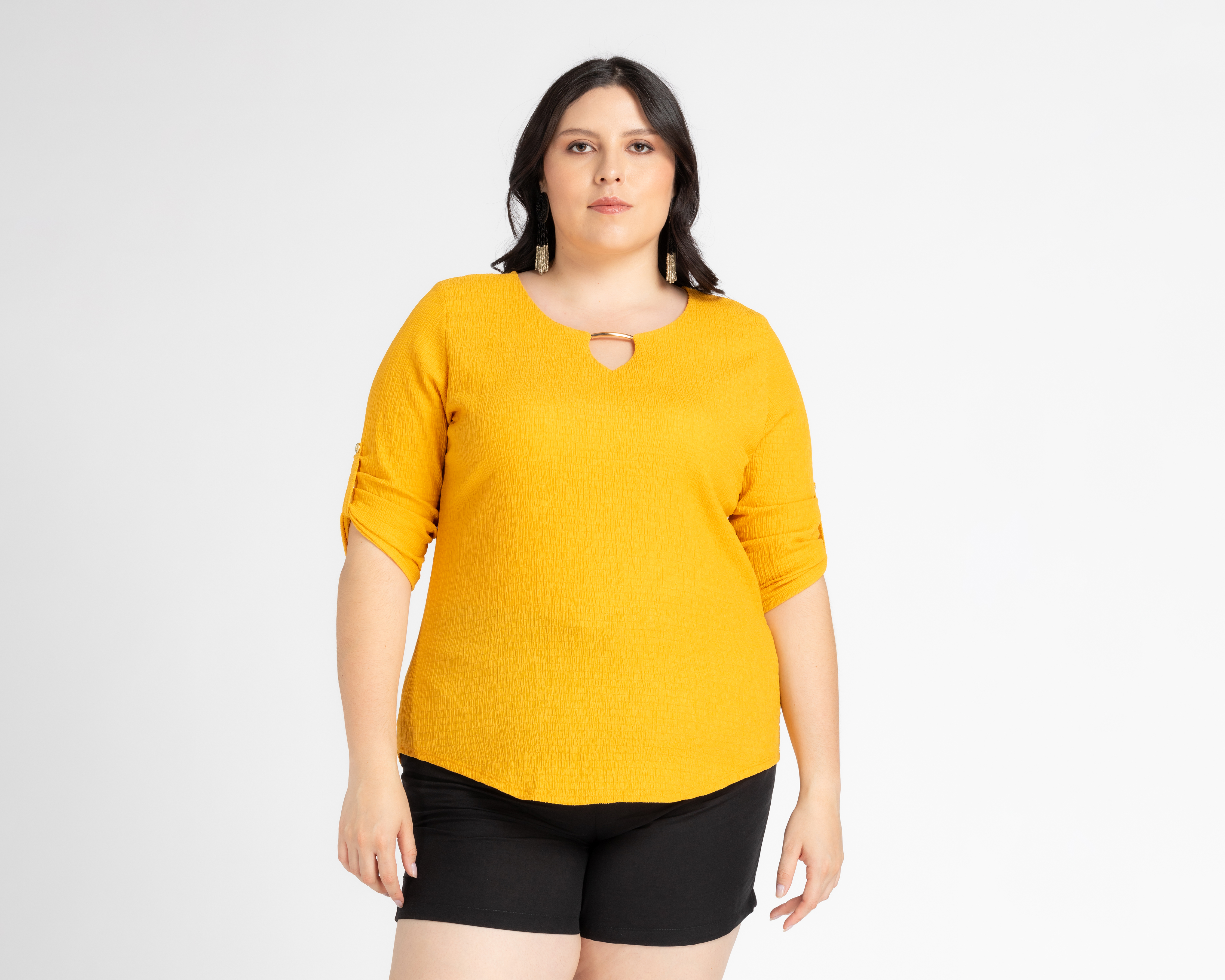 Blusa Lady Sun Manga 3/4 Amarilla