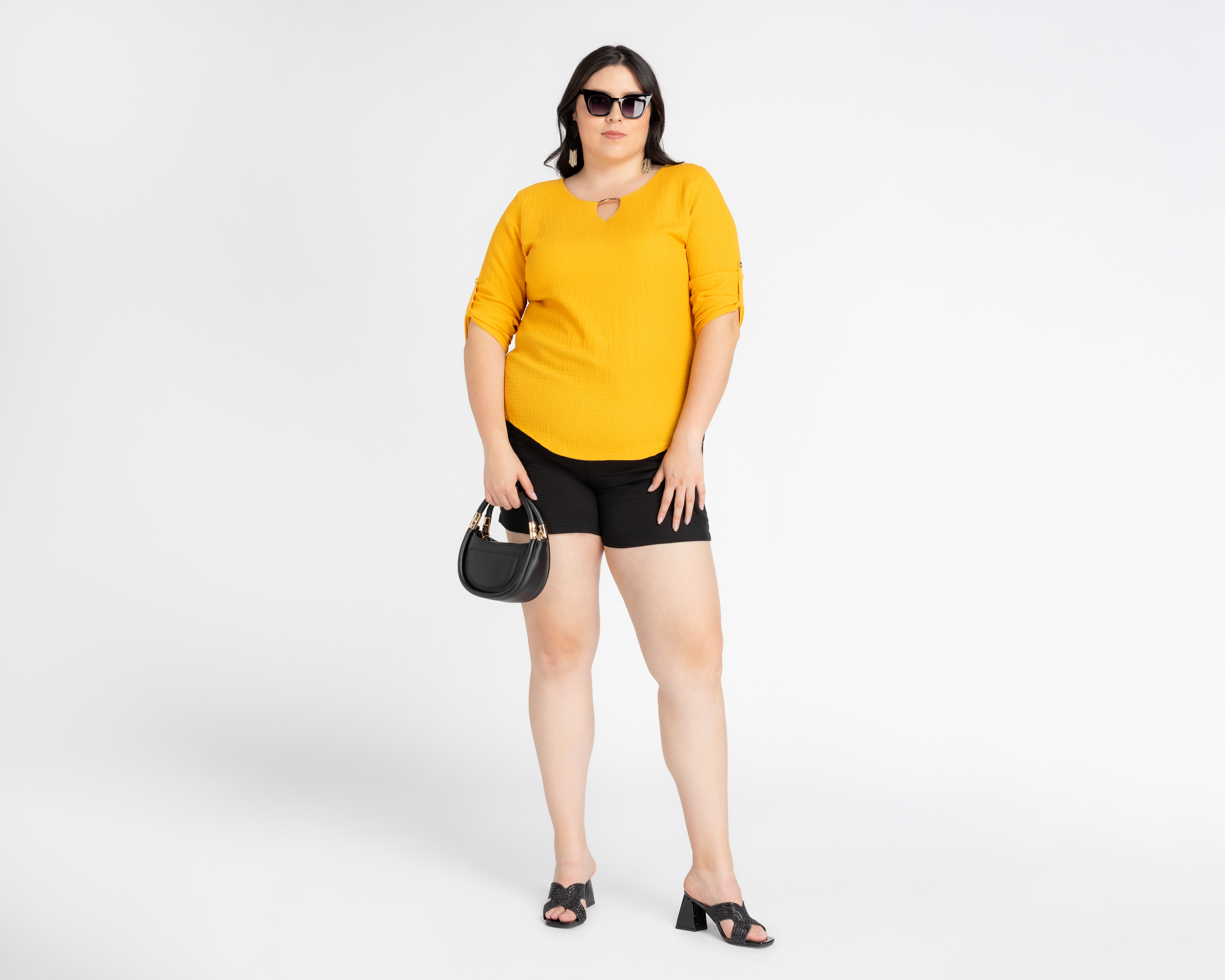 Foto 3 pulgar | Foto 2 | Blusa Lady Sun Manga 3/4 Amarilla