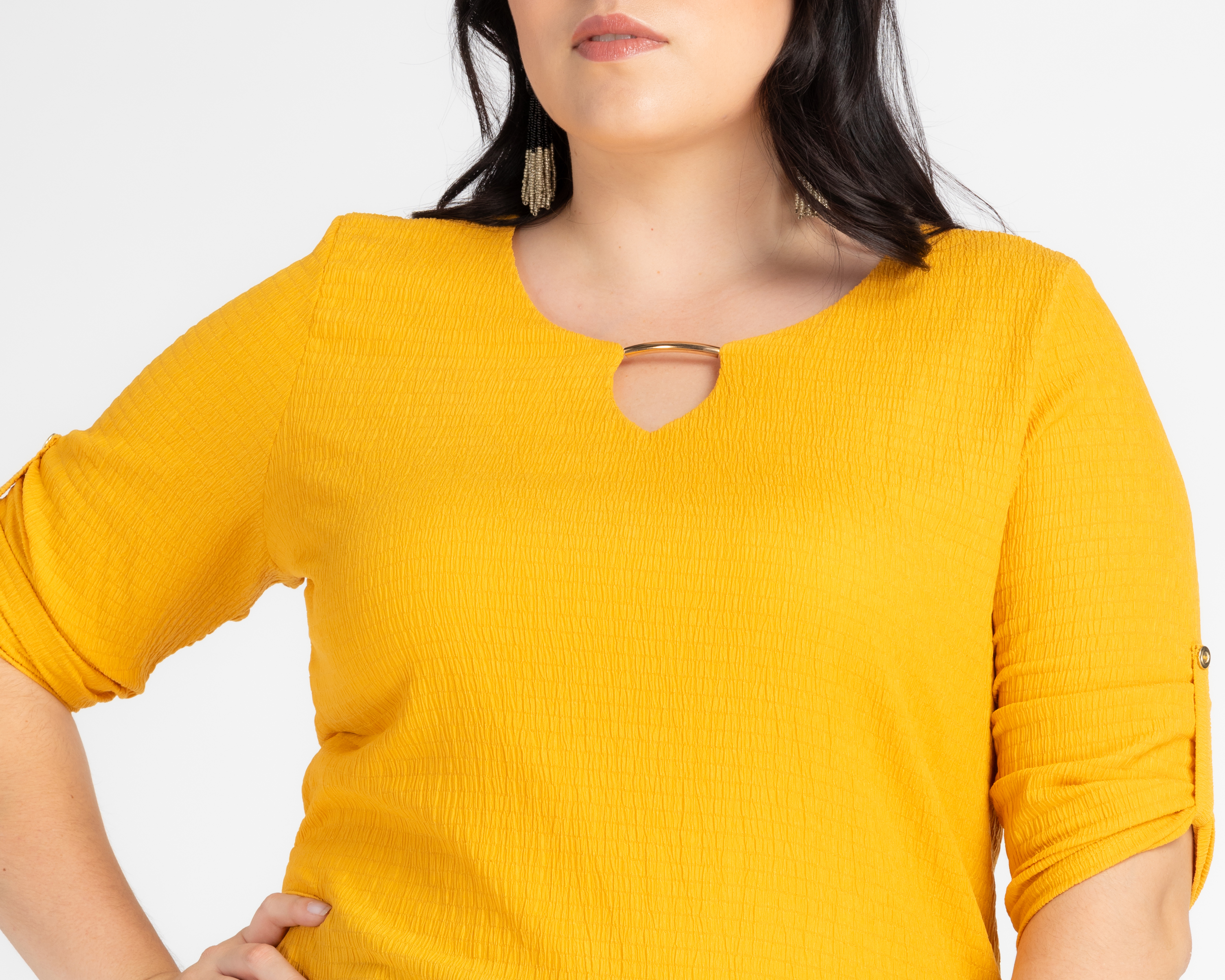 Foto 5 pulgar | Foto 4 | Blusa Lady Sun Manga 3/4 Amarilla